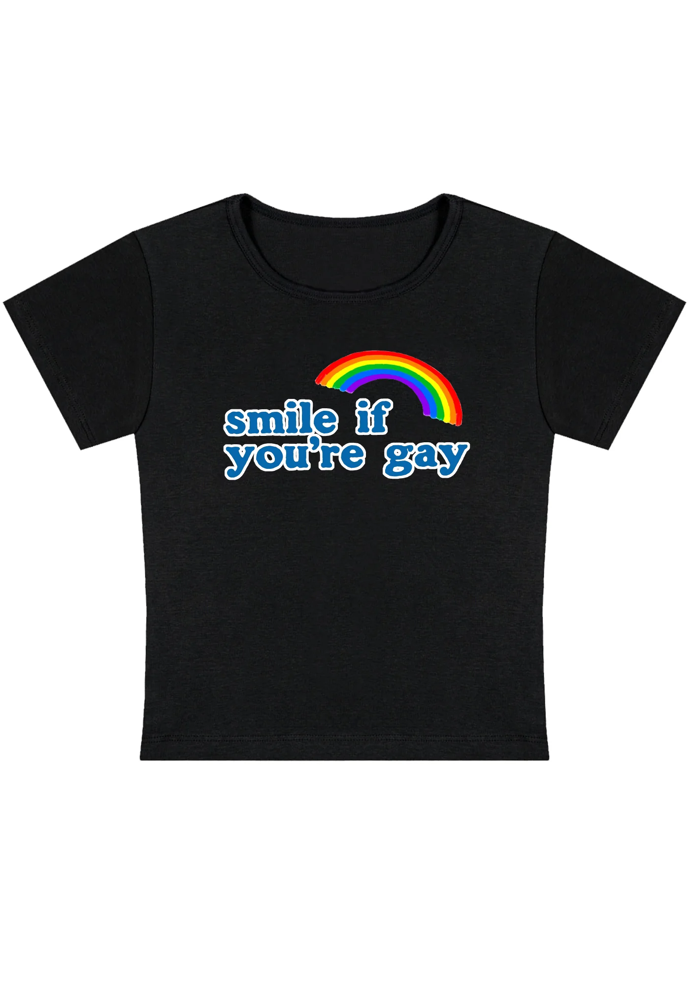 Rainbow Smile If You're Gay Y2K Baby Tee - Image 2