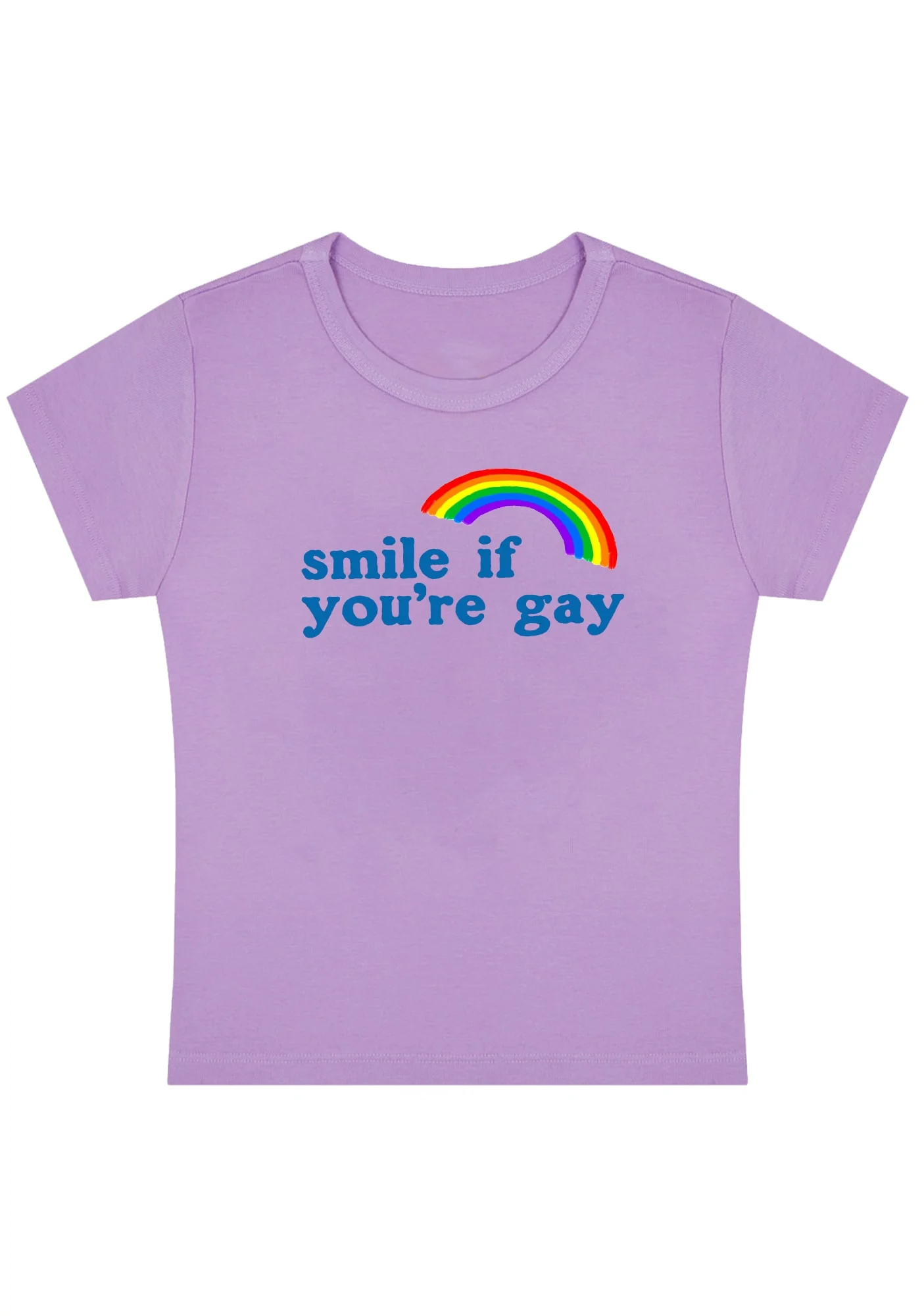 Rainbow Smile If You're Gay Y2K Baby Tee - Image 3