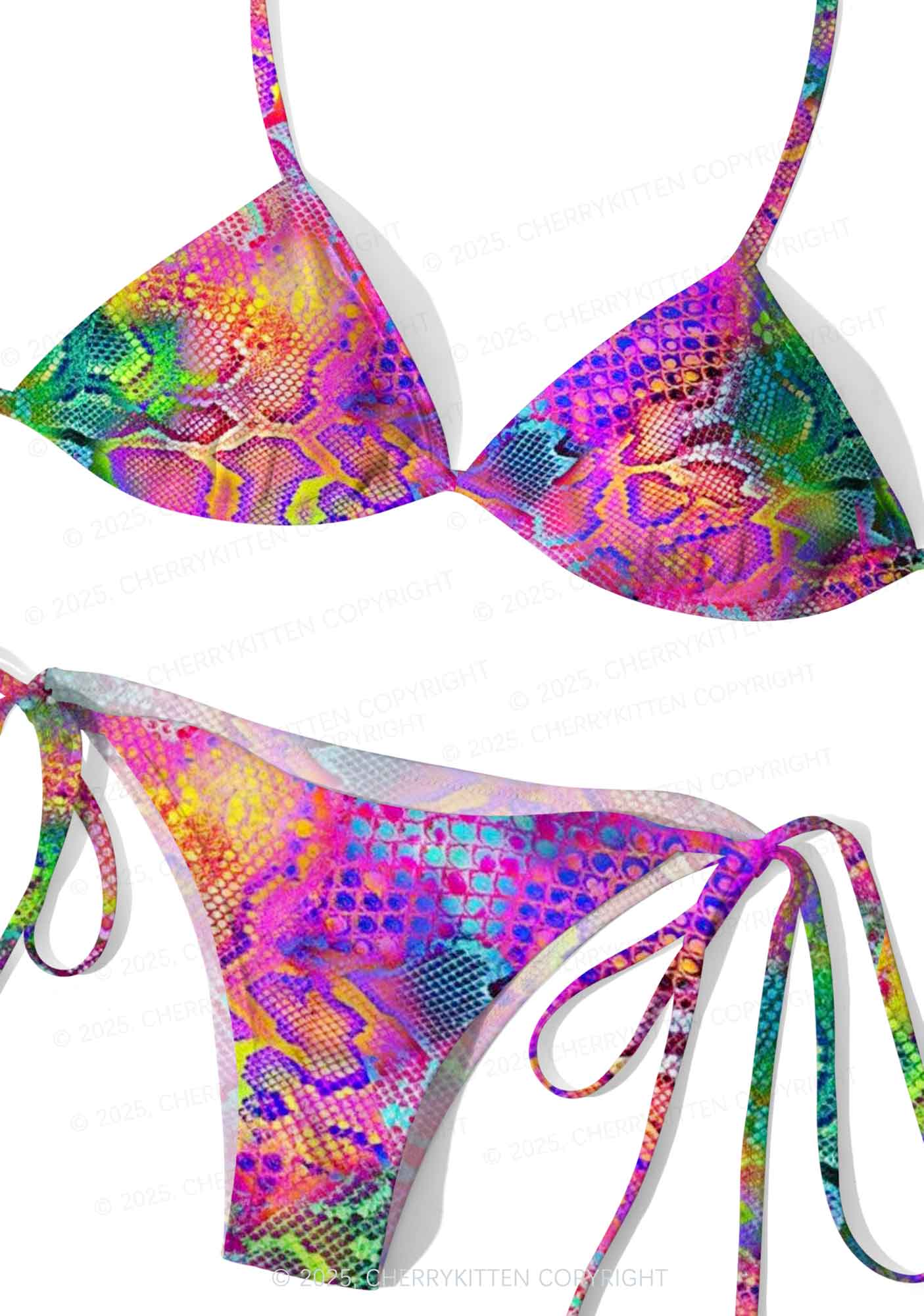 Rainbow Snake Skin Y2K Print Bikini Set Cherrykitten - Image 3