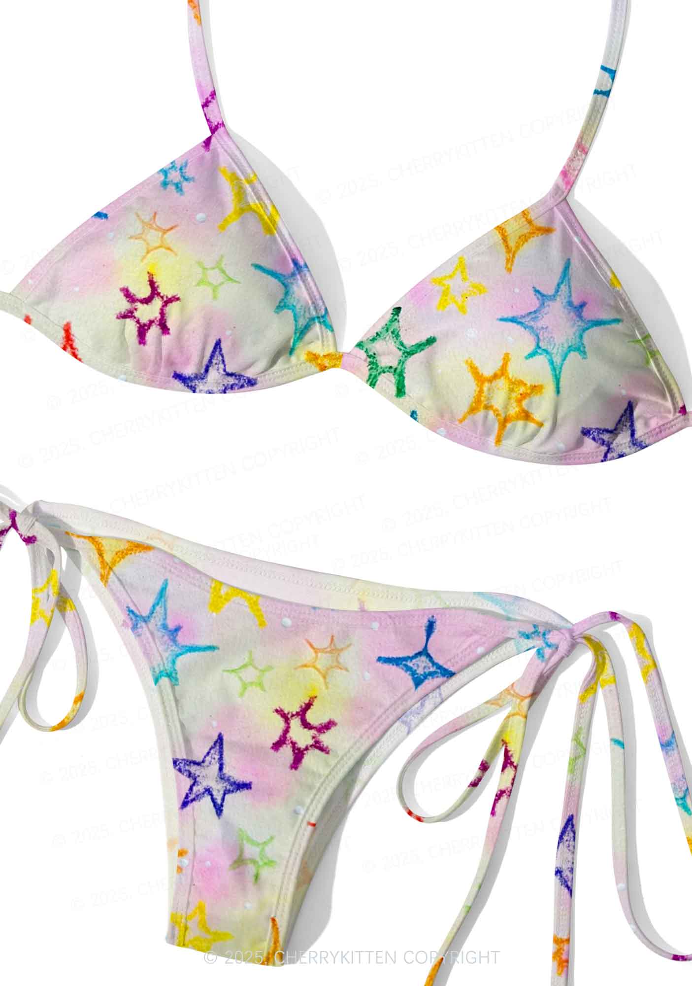 Rainbow Starburst Y2K Print Bikini Set Cherrykitten - Image 3