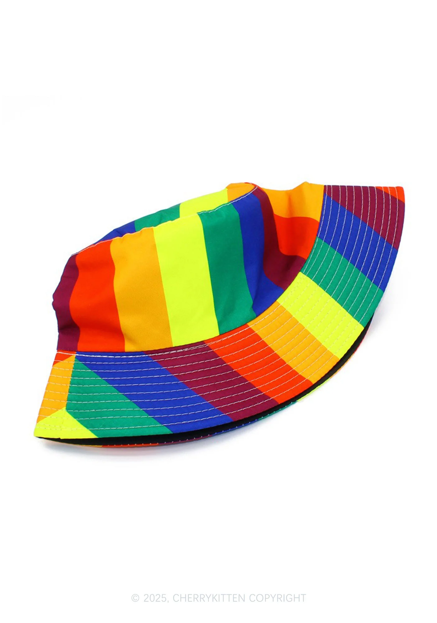 Rainbow Stripes Double Side Wear Pride Y2K Bucket Hat Cherrykitten - Image 3