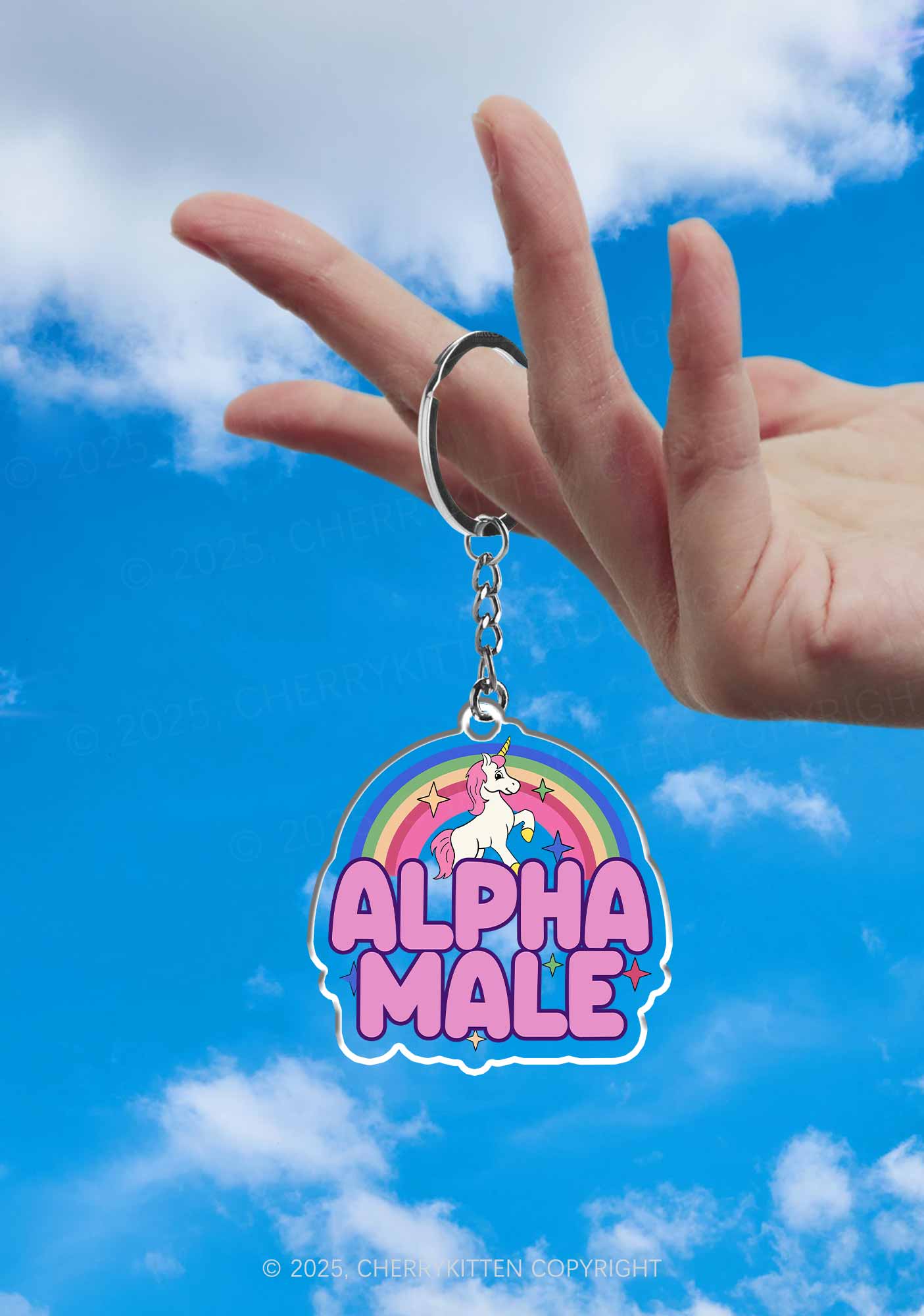 Rainbow Unicorn Alpha Male Pride 1Pc Y2K Keychain Cherrykitten - Image 2