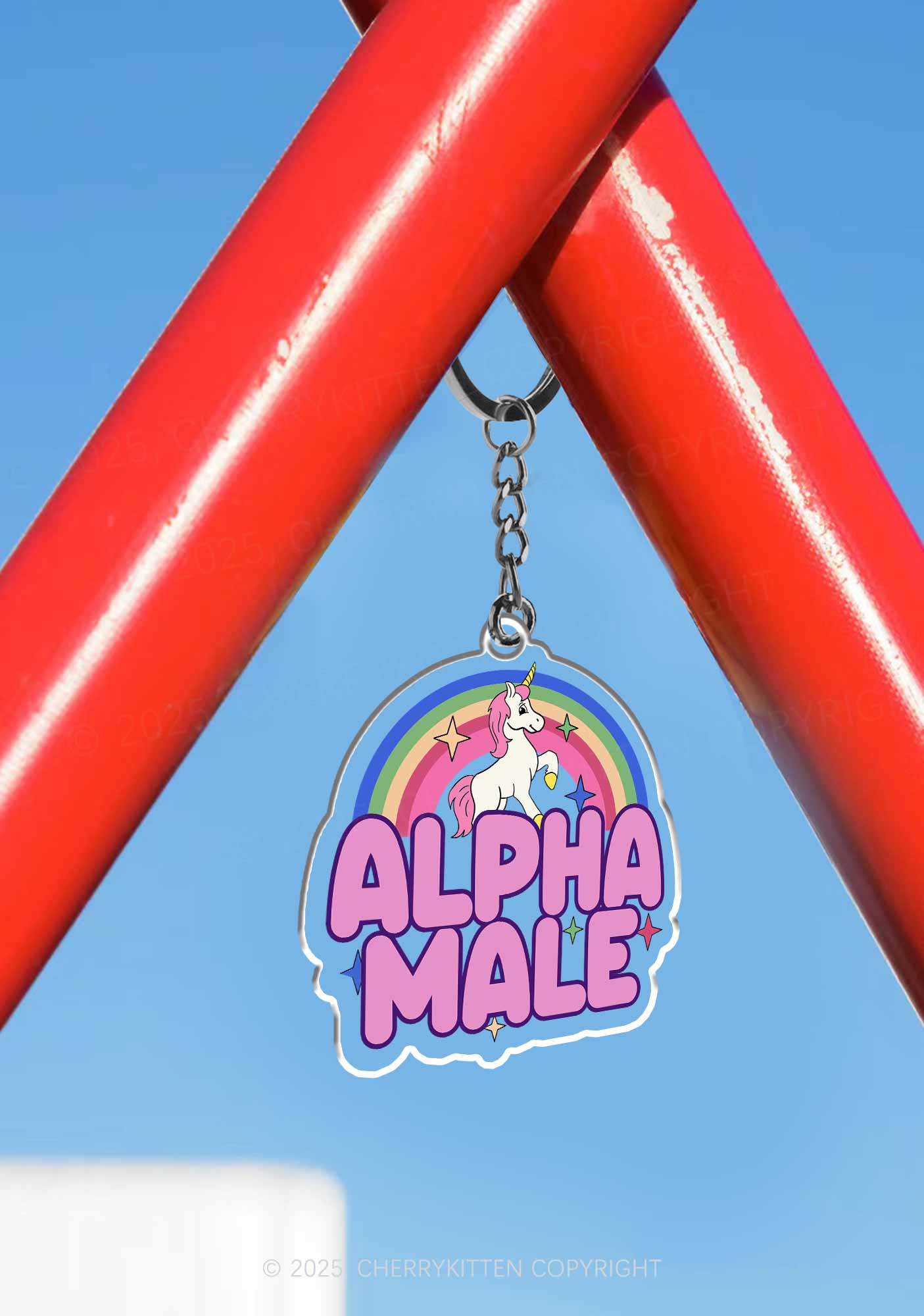 Rainbow Unicorn Alpha Male Pride 1Pc Y2K Keychain Cherrykitten - Image 3