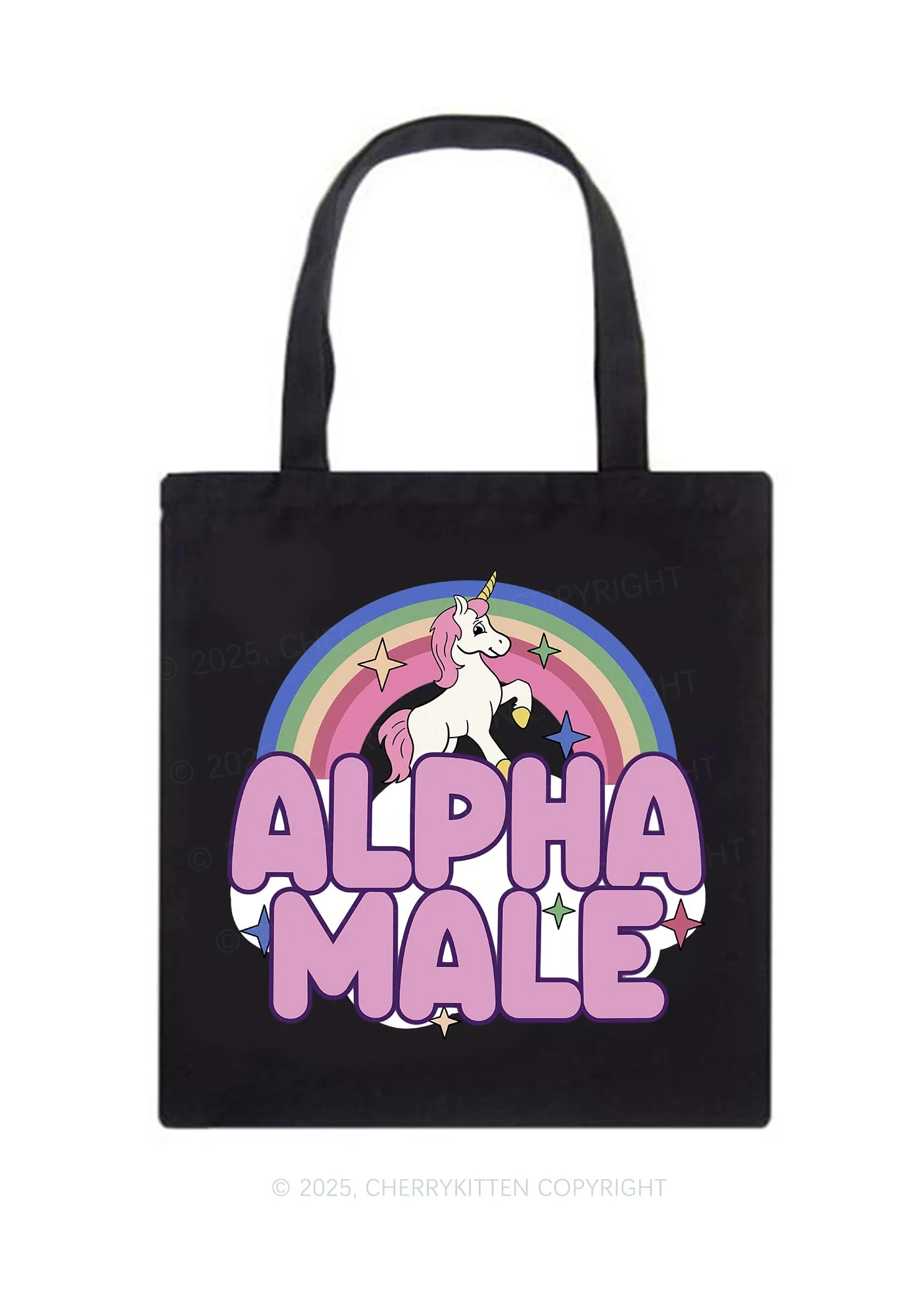 Rainbow Unicorn Alpha Male Pride Y2K Canvas Tote Bag Cherrykitten - Image 2