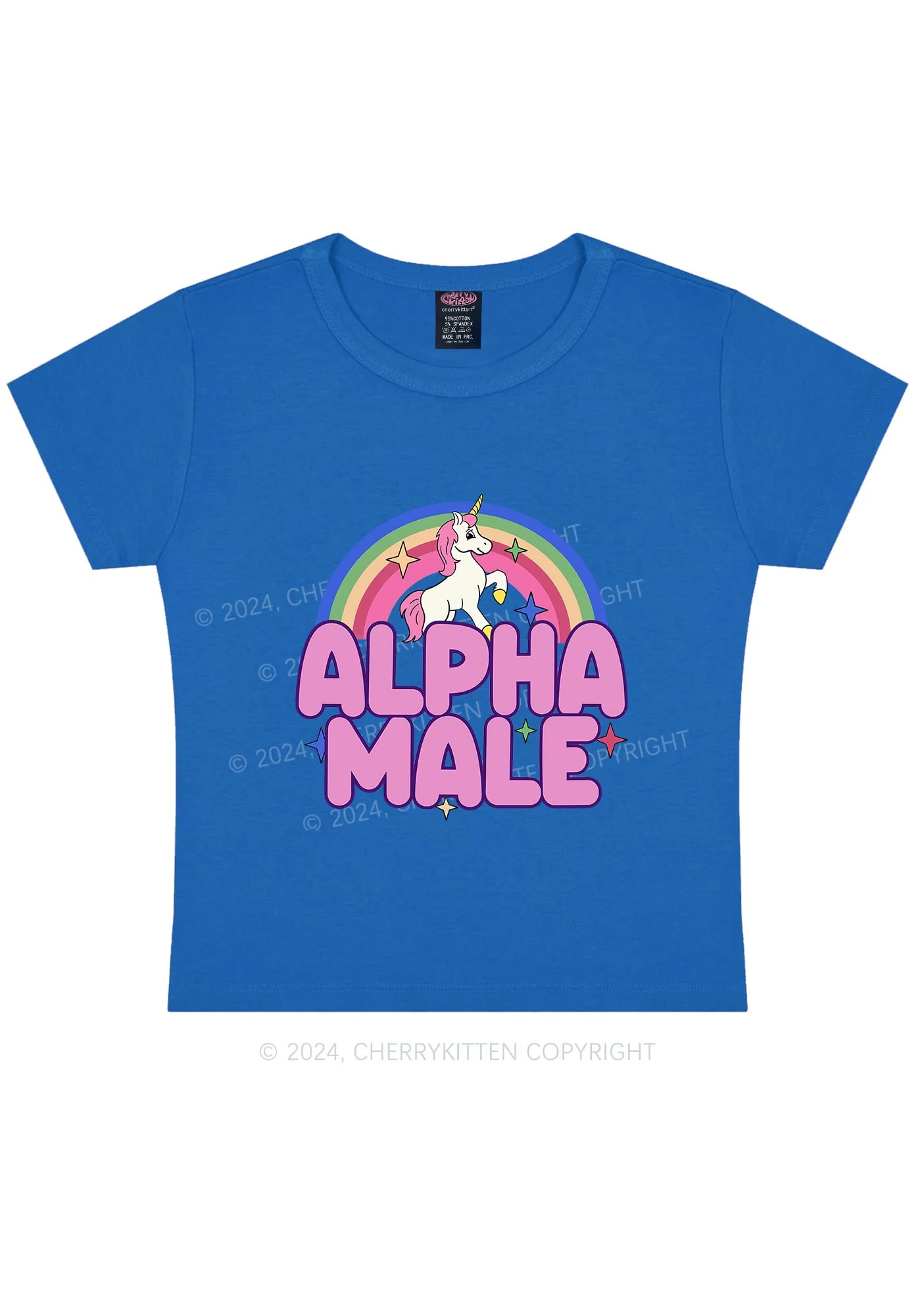 Rainbow Unicorn Alpha Male Y2K Baby Tee Cherrykitten - Image 10