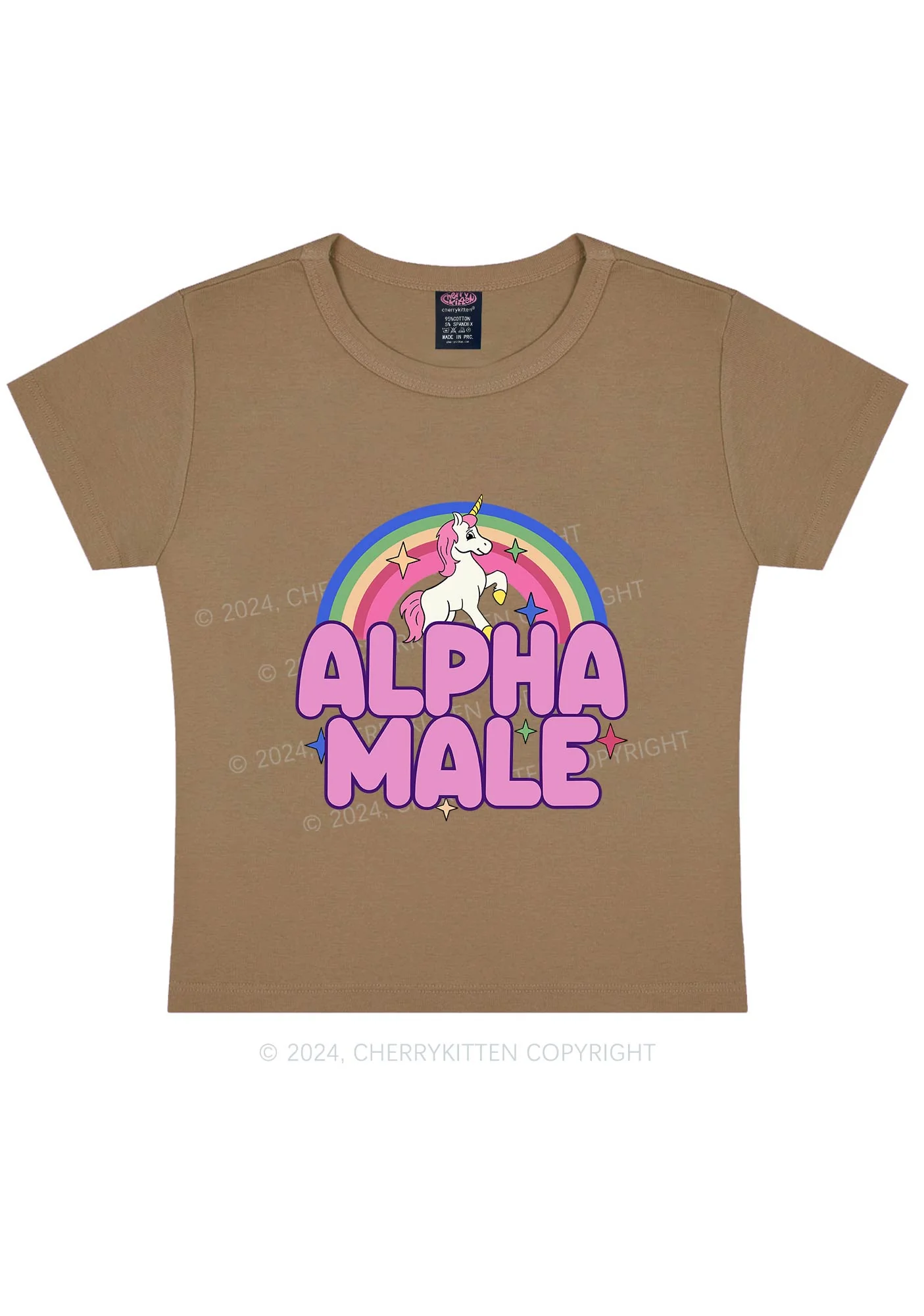 Rainbow Unicorn Alpha Male Y2K Baby Tee Cherrykitten - Image 11