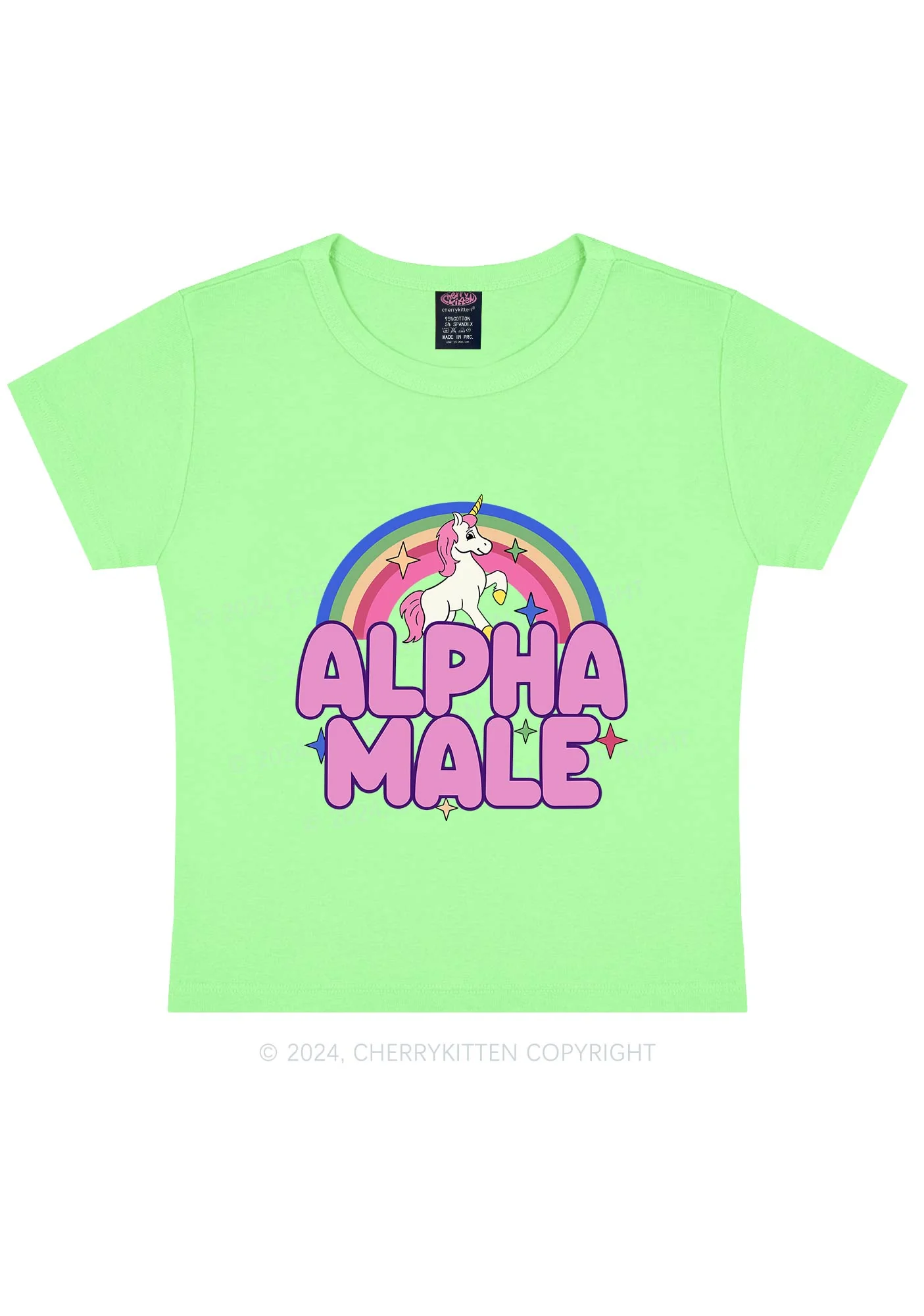 Rainbow Unicorn Alpha Male Y2K Baby Tee Cherrykitten - Image 12