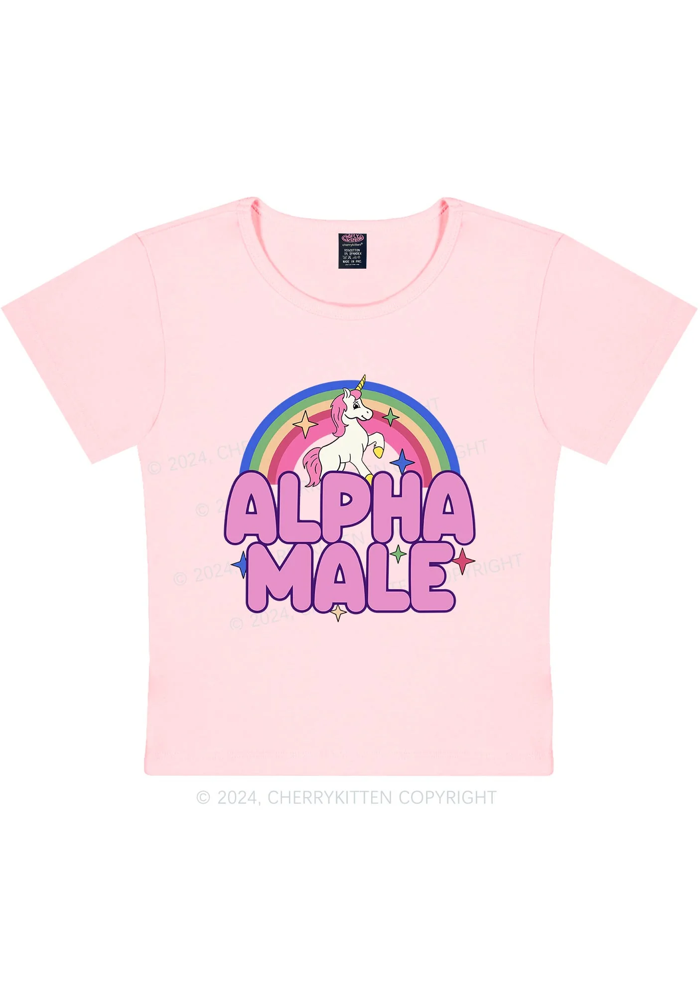 Rainbow Unicorn Alpha Male Y2K Baby Tee Cherrykitten - Image 5