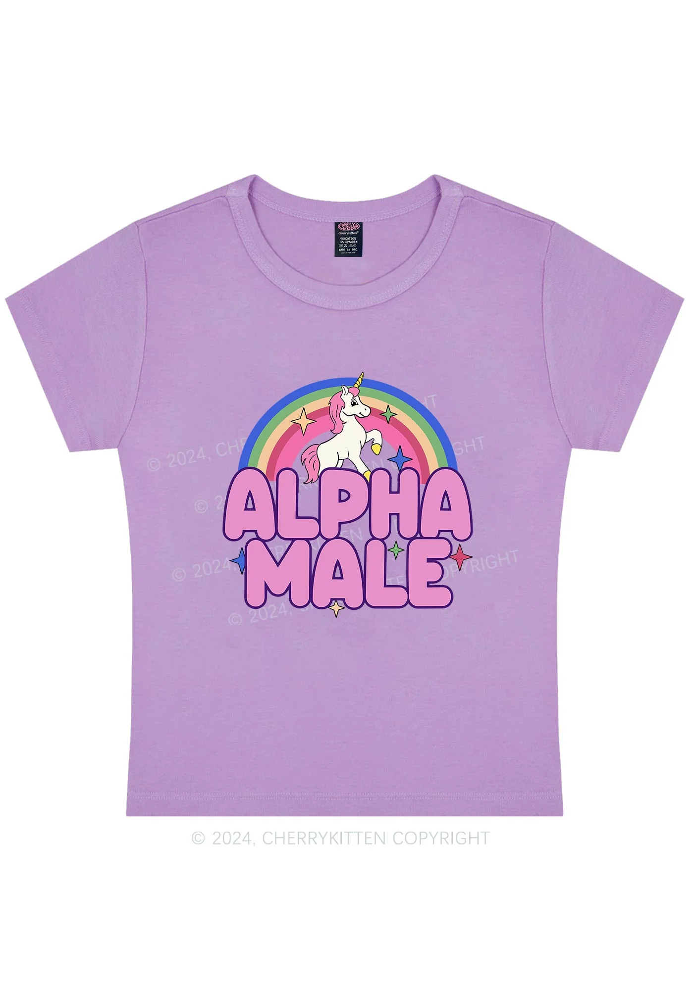 Rainbow Unicorn Alpha Male Y2K Baby Tee Cherrykitten - Image 6
