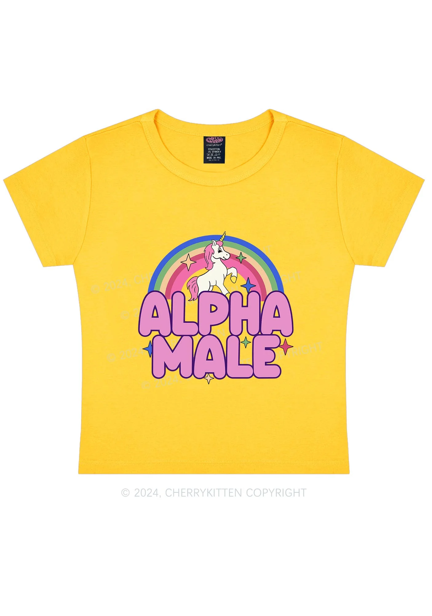 Rainbow Unicorn Alpha Male Y2K Baby Tee Cherrykitten - Image 9