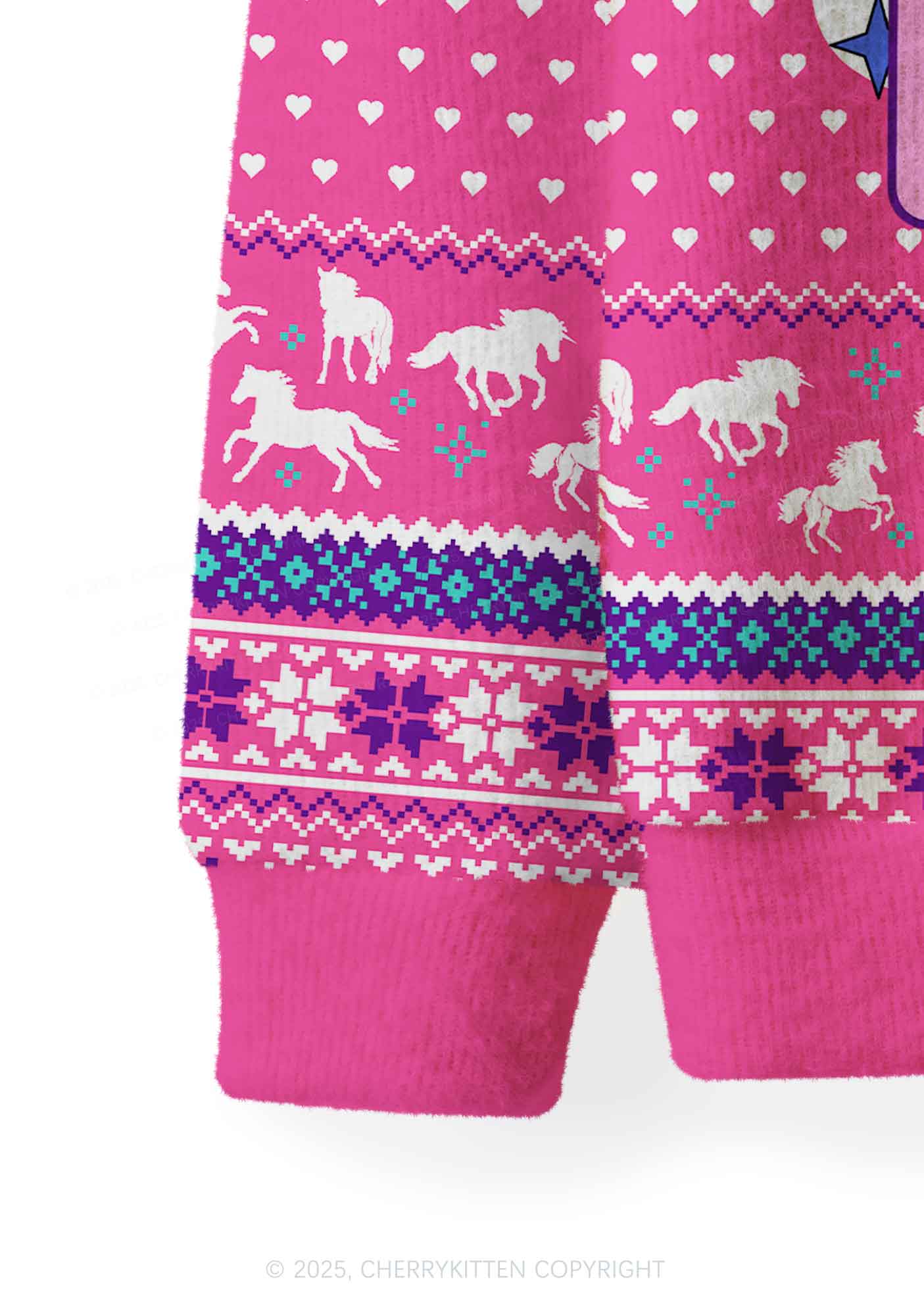 Rainbow Unicorn Alpha Male Y2K Christmas Cardigan Knit Sweatshirt Cherrykitten - Image 4
