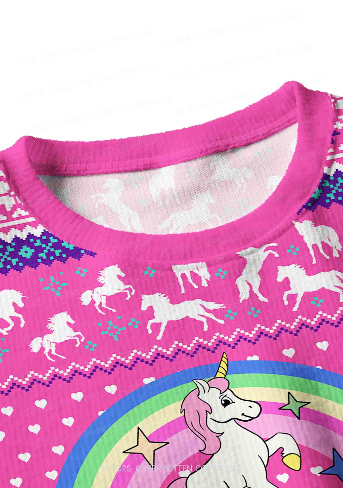 Rainbow Unicorn Alpha Male Y2K Christmas Crop Knit Sweatshirt Cherrykitten - Image 4