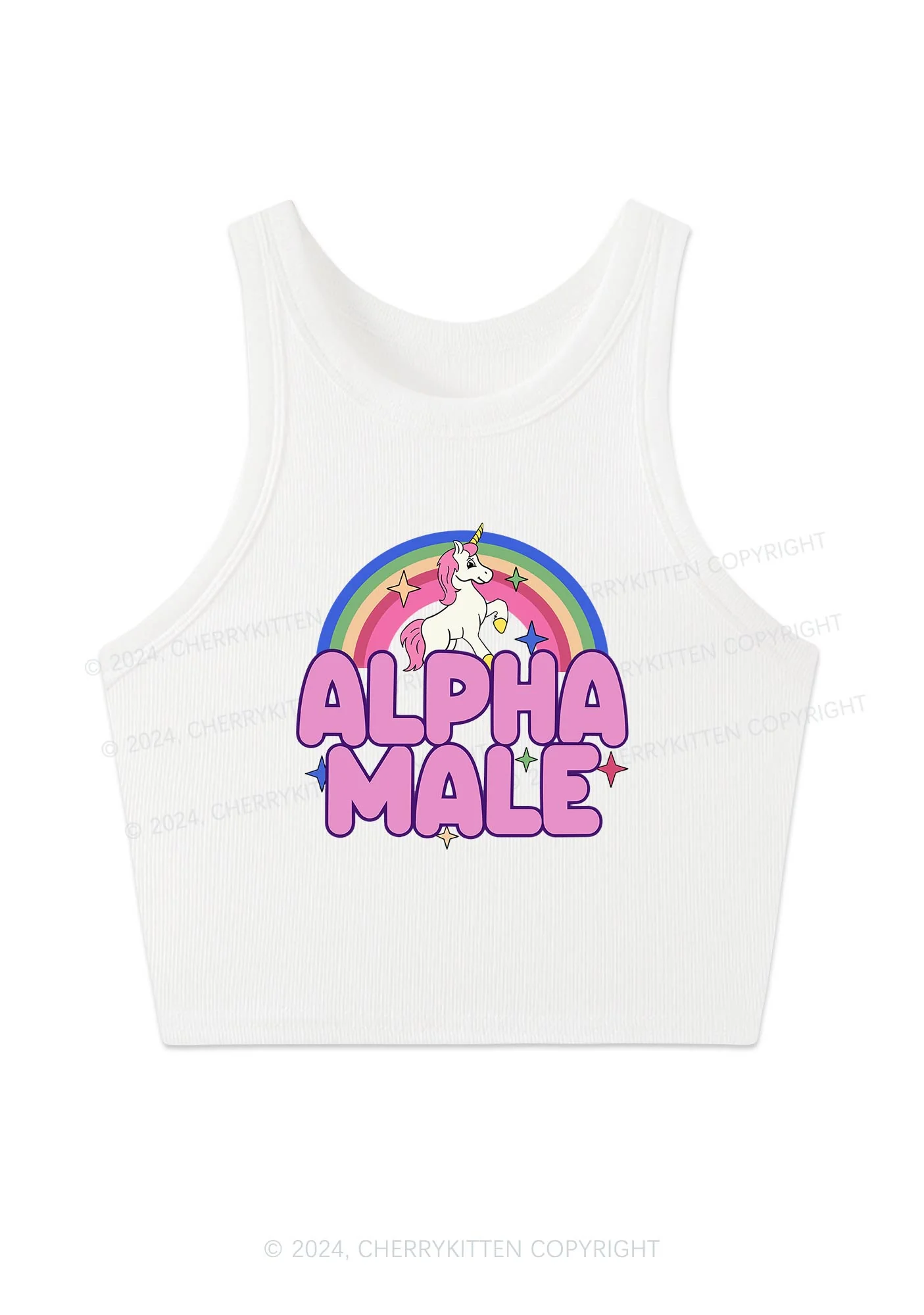 Rainbow Unicorn Alpha Male Y2K Crop Tank Top Cherrykitten - Image 3