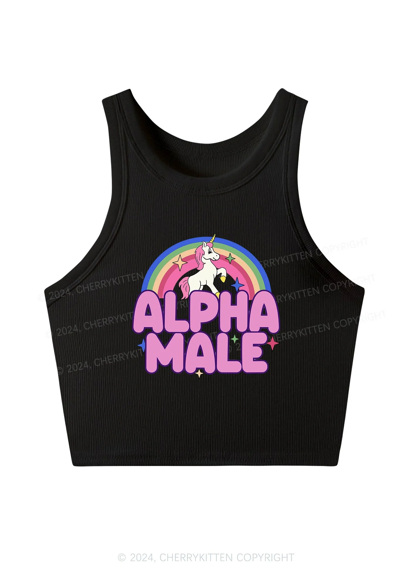 Rainbow Unicorn Alpha Male Y2K Crop Tank Top Cherrykitten - Image 4
