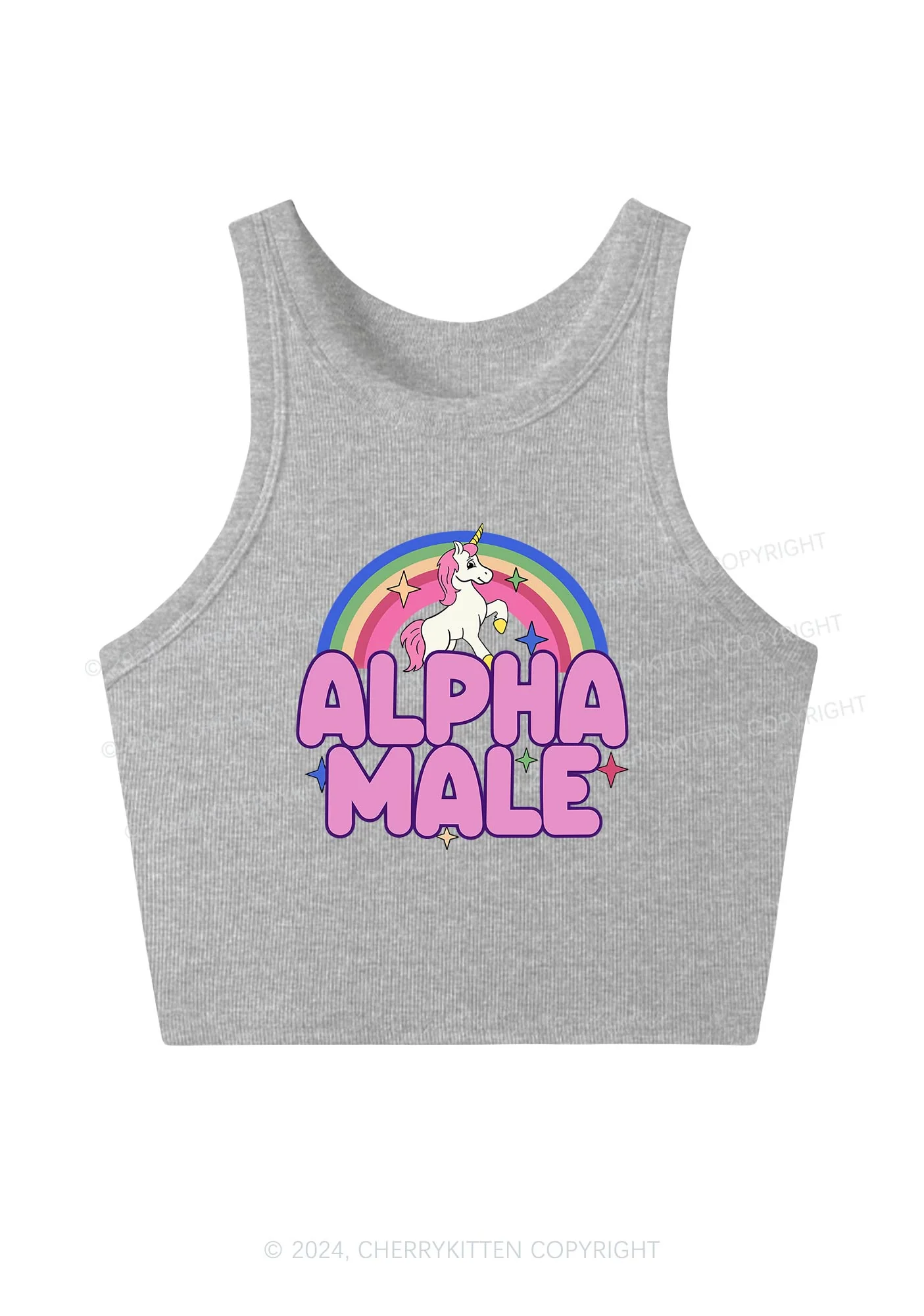 Rainbow Unicorn Alpha Male Y2K Crop Tank Top Cherrykitten - Image 5