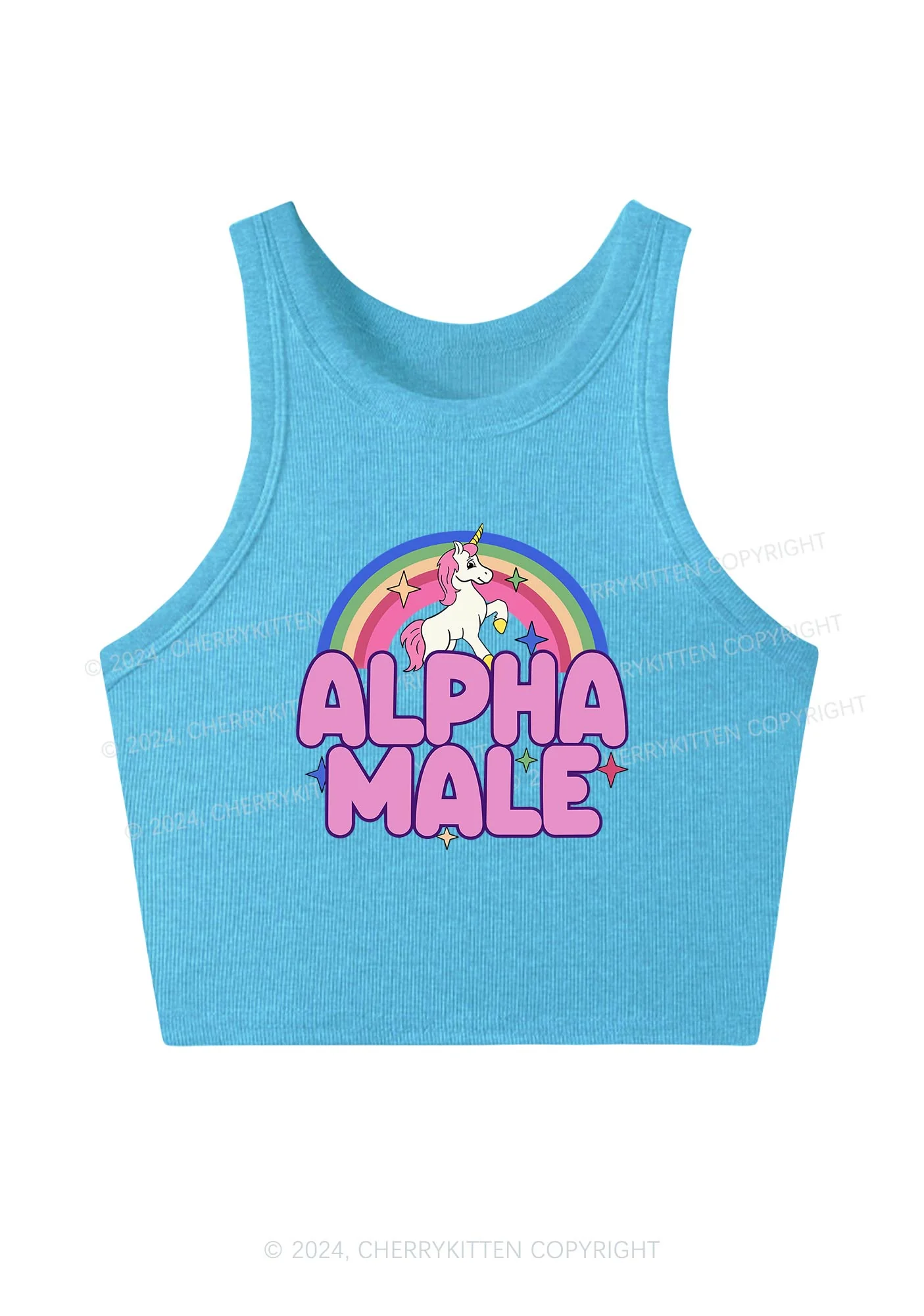 Rainbow Unicorn Alpha Male Y2K Crop Tank Top Cherrykitten - Image 6
