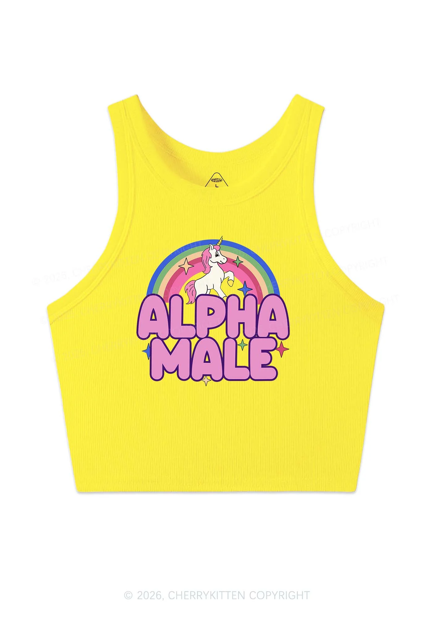 Rainbow Unicorn Alpha Male Y2K Crop Tank Top Cherrykitten - Image 7