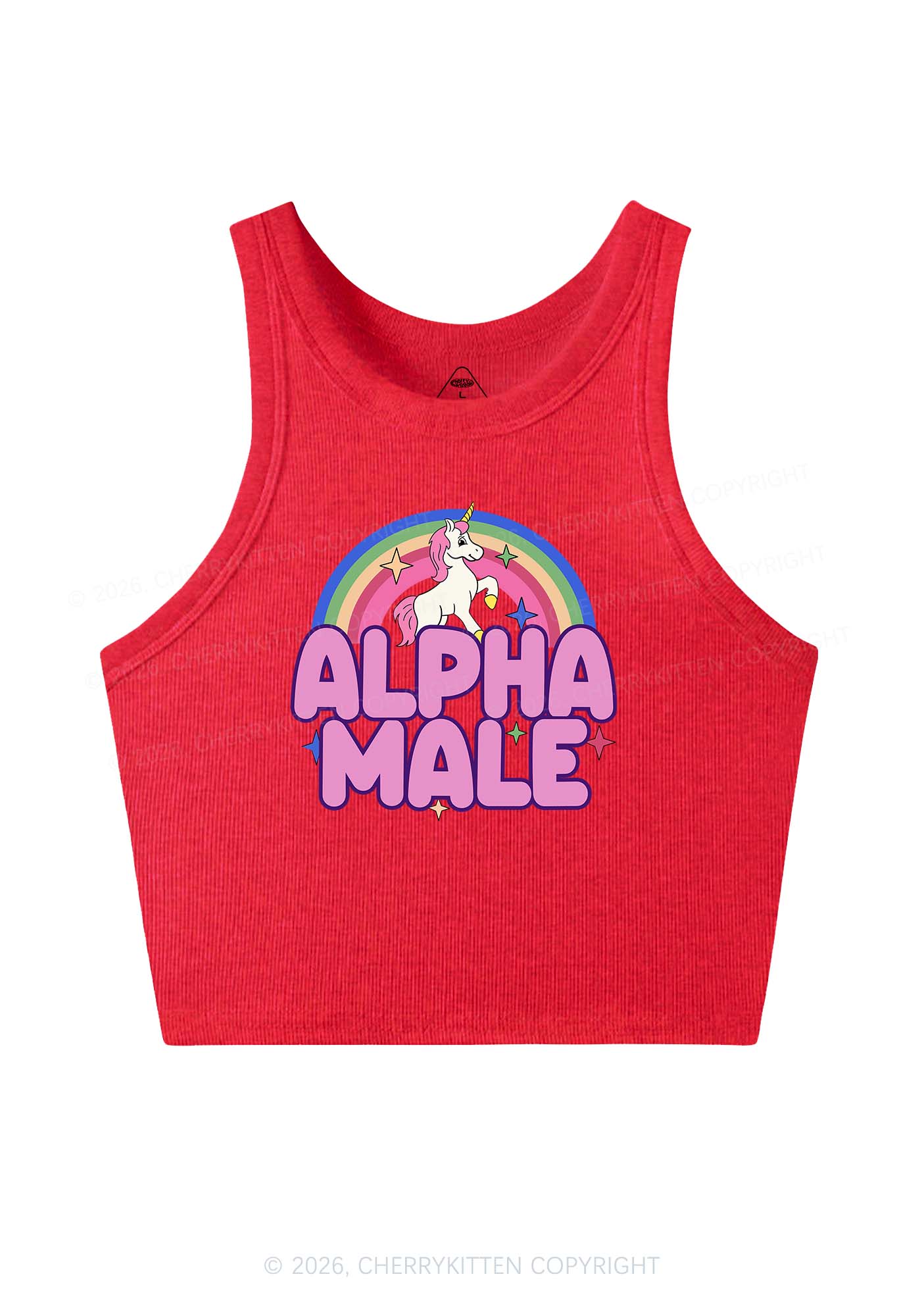 Rainbow Unicorn Alpha Male Y2K Crop Tank Top Cherrykitten - Image 8