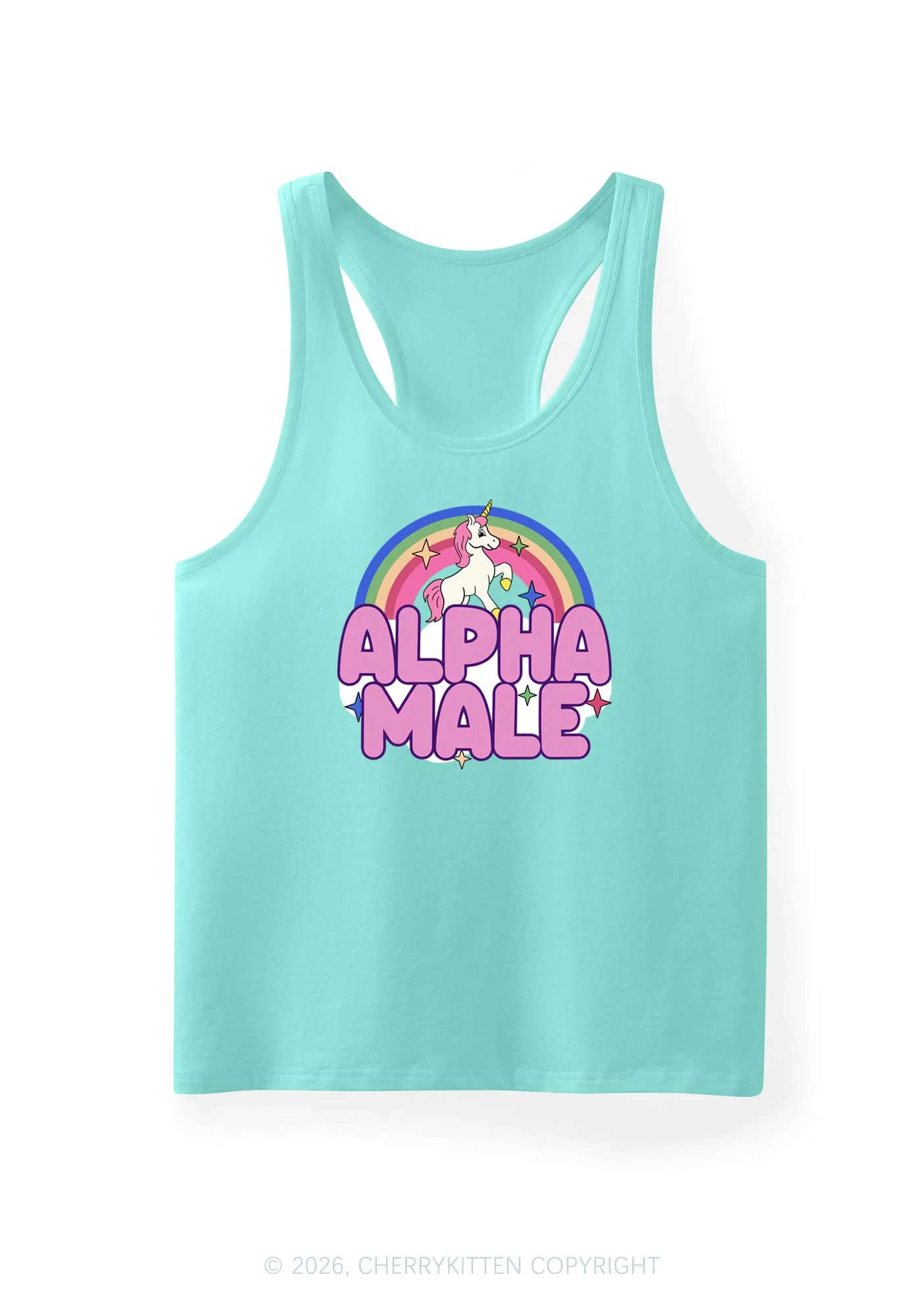 Rainbow Unicorn Alpha Male Y2K Men Racerback Tank Top Cherrykitten - Image 10