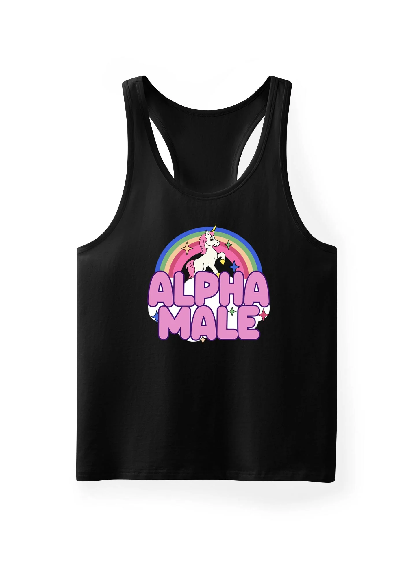 Rainbow Unicorn Alpha Male Y2K Men Racerback Tank Top Cherrykitten - Image 3