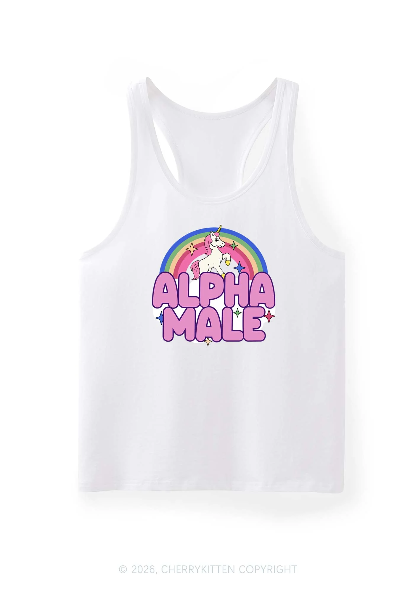 Rainbow Unicorn Alpha Male Y2K Men Racerback Tank Top Cherrykitten - Image 4