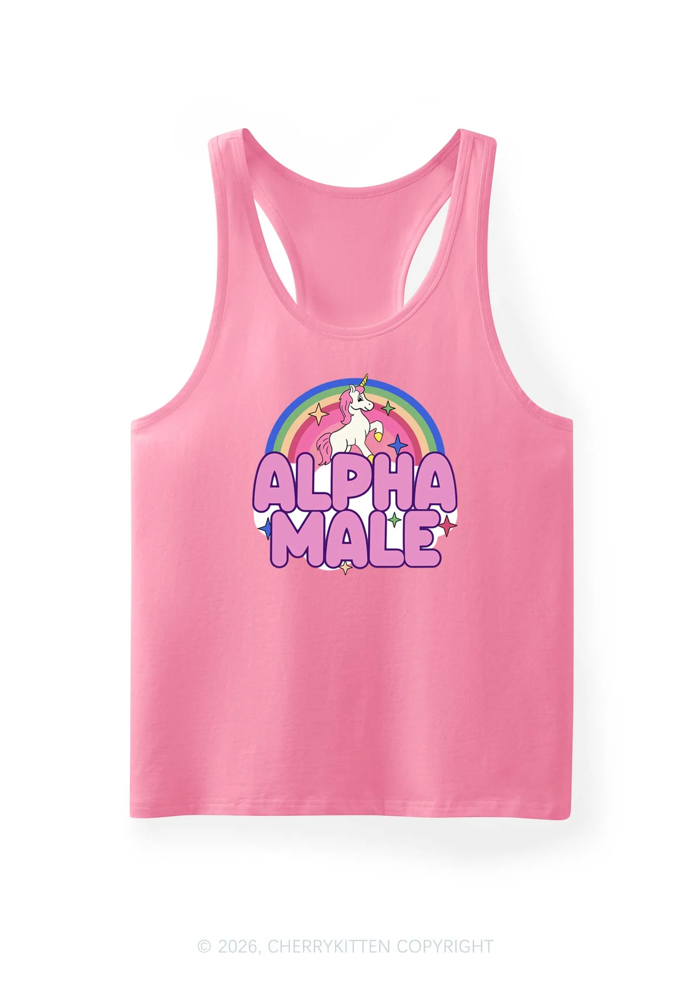 Rainbow Unicorn Alpha Male Y2K Men Racerback Tank Top Cherrykitten - Image 5