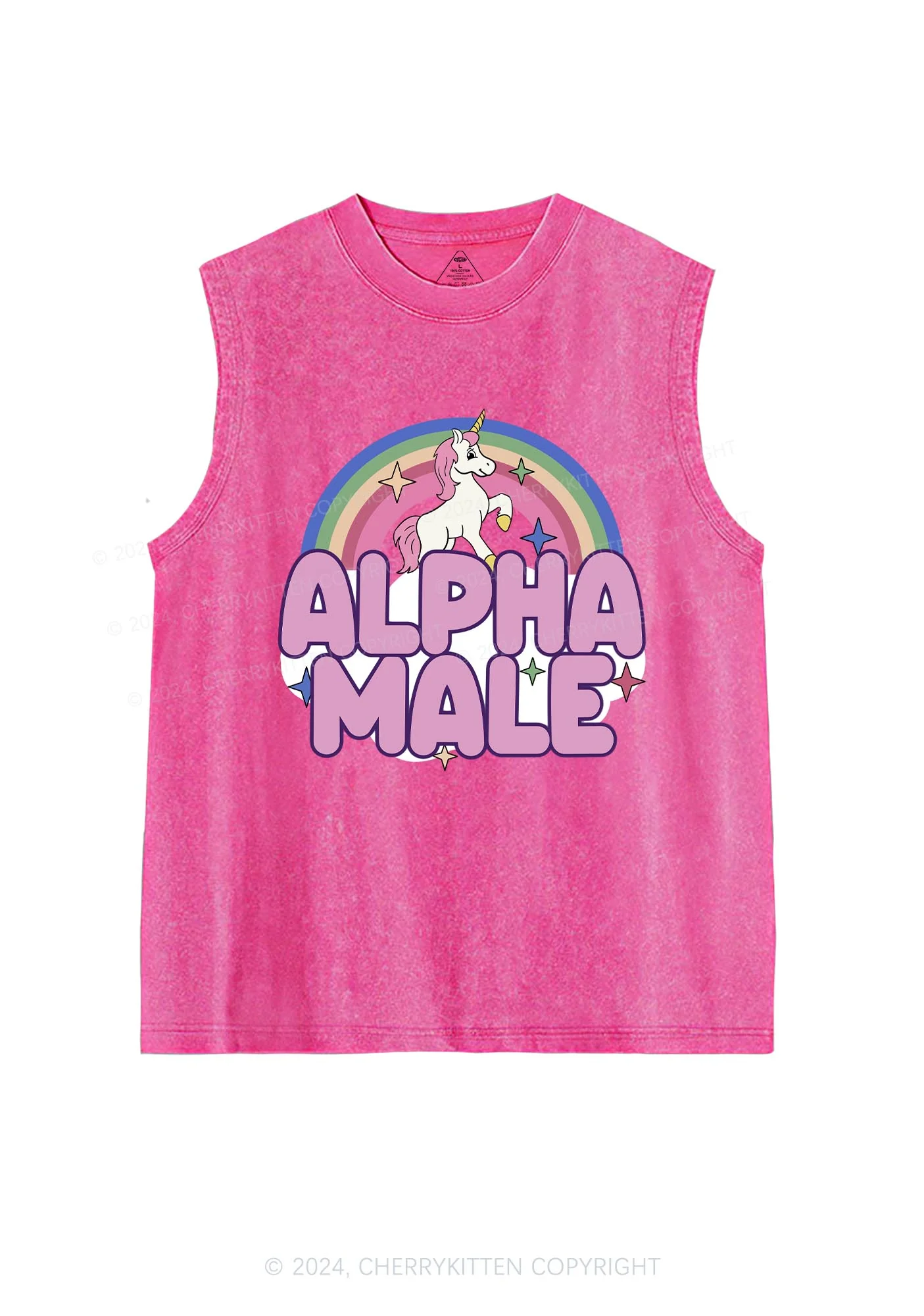 Rainbow Unicorn Alpha Male Y2K Washed Tank Cherrykitten - Image 2