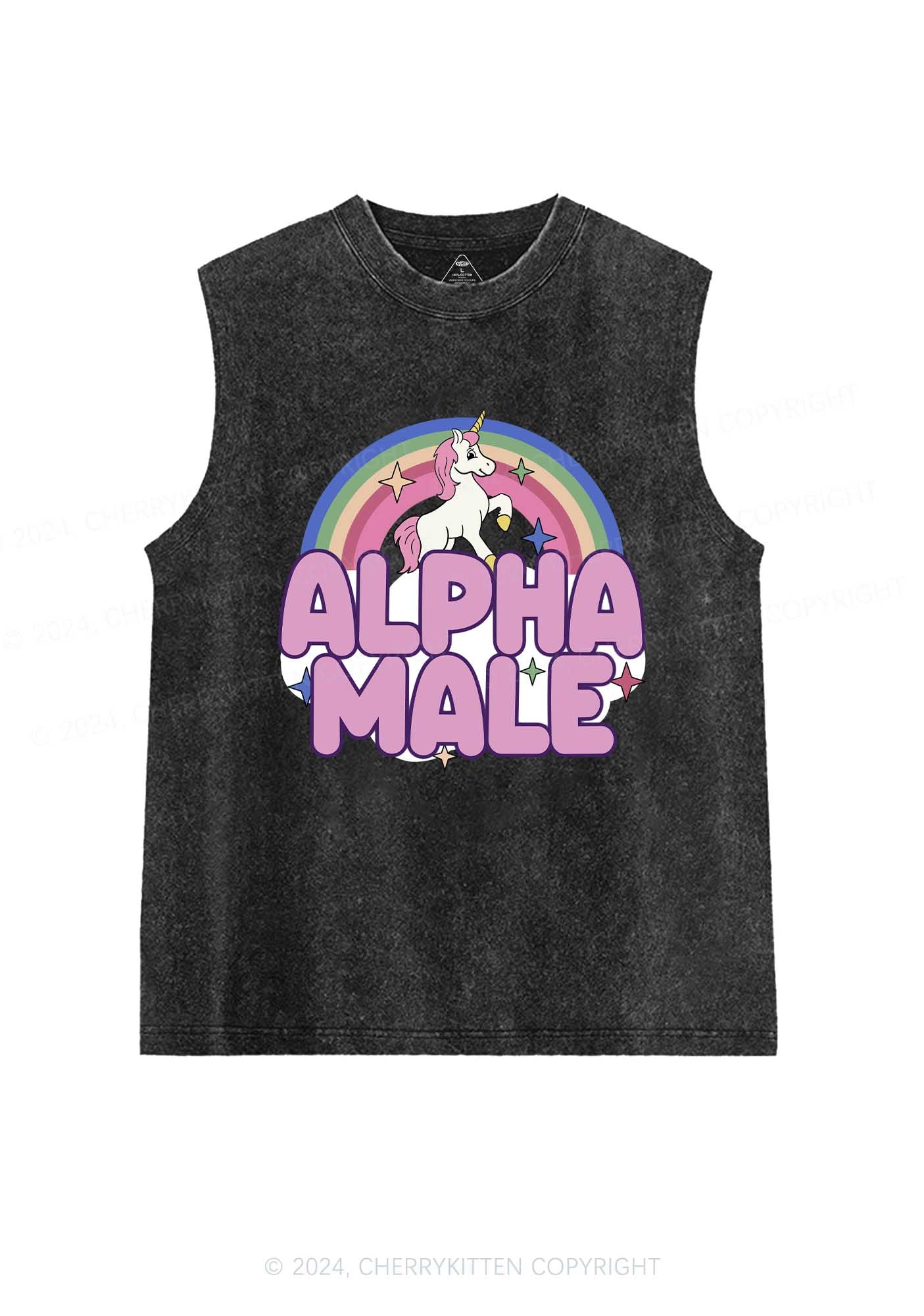 Rainbow Unicorn Alpha Male Y2K Washed Tank Cherrykitten - Image 4