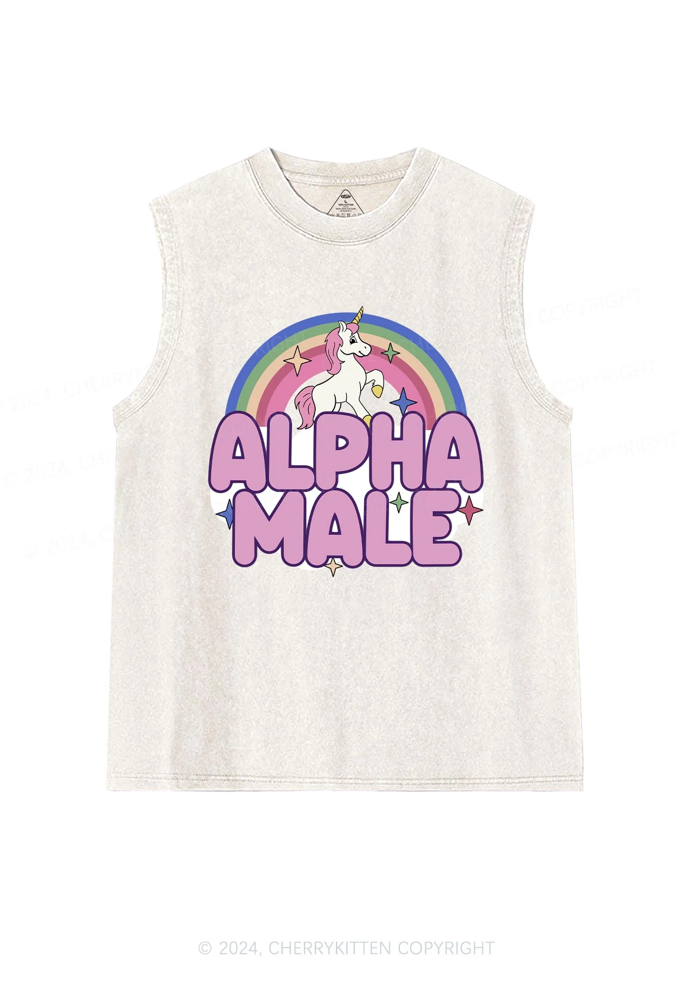 Rainbow Unicorn Alpha Male Y2K Washed Tank Cherrykitten - Image 5