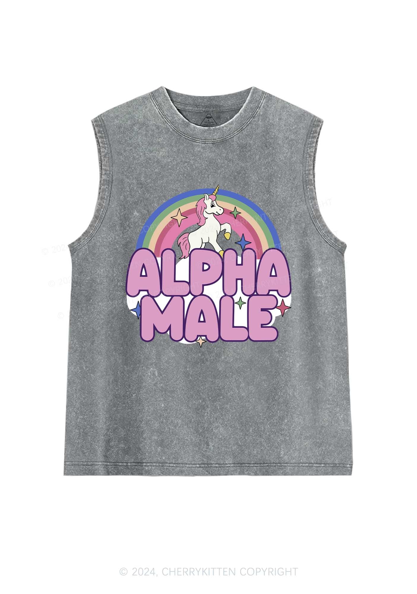 Rainbow Unicorn Alpha Male Y2K Washed Tank Cherrykitten - Image 6