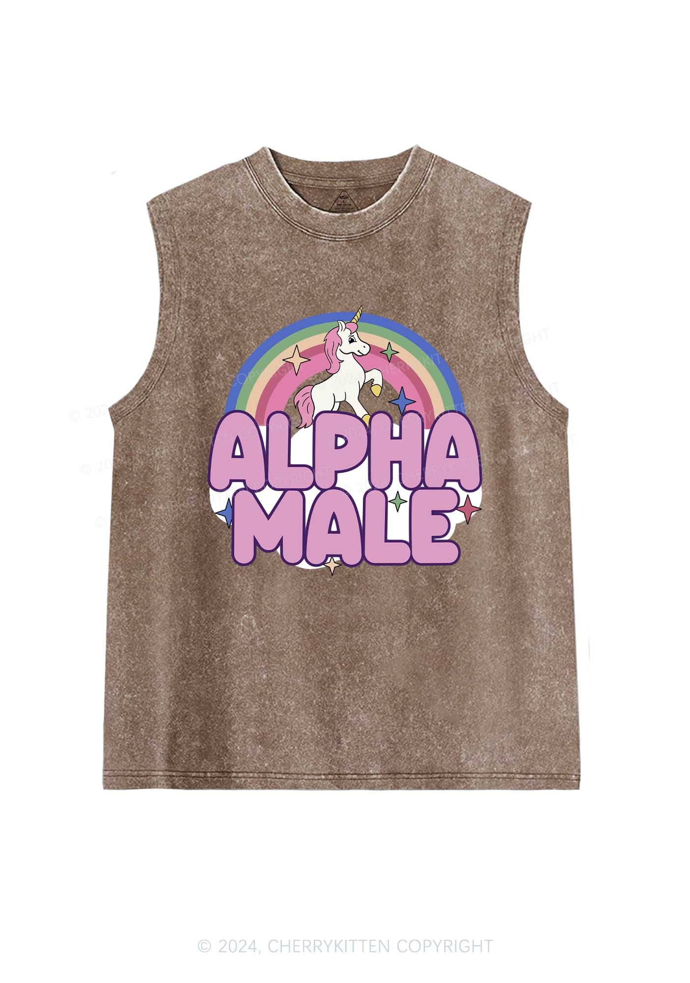 Rainbow Unicorn Alpha Male Y2K Washed Tank Cherrykitten - Image 7