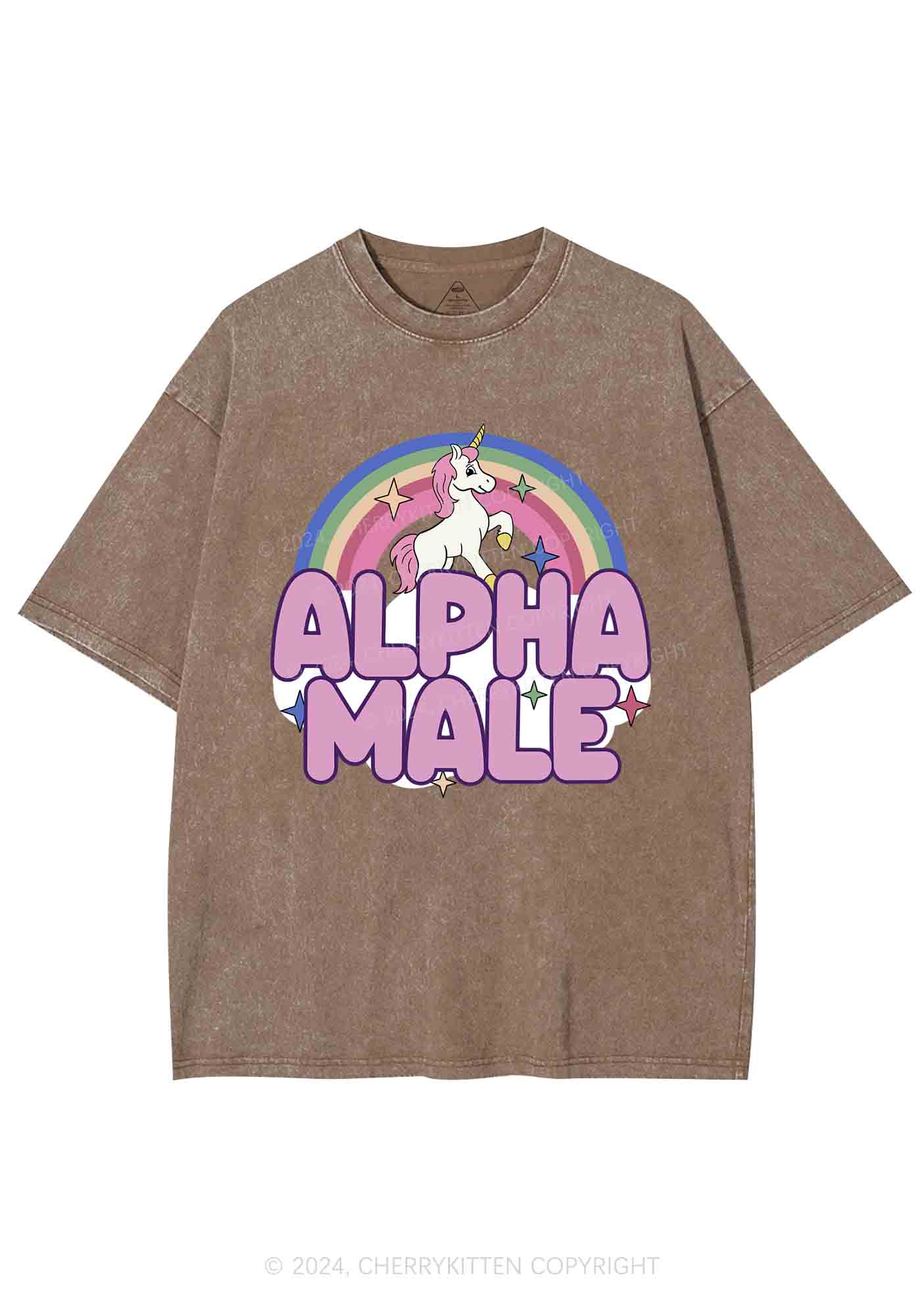 Rainbow Unicorn Alpha Male Y2K Washed Tee Cherrykitten - Image 8
