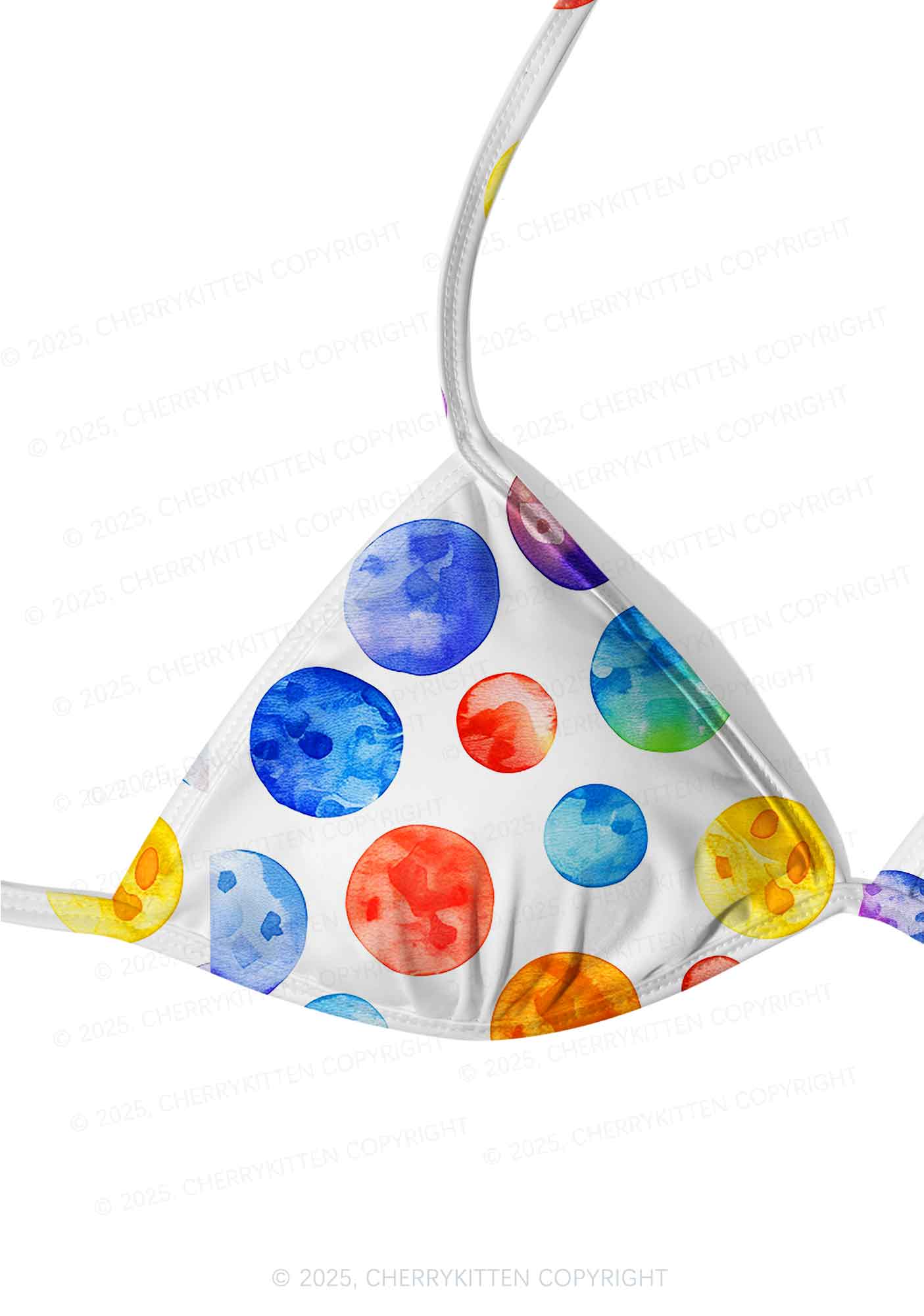Rainbow Watercolor Dots Y2K Print Bikini Set Cherrykitten - Image 4