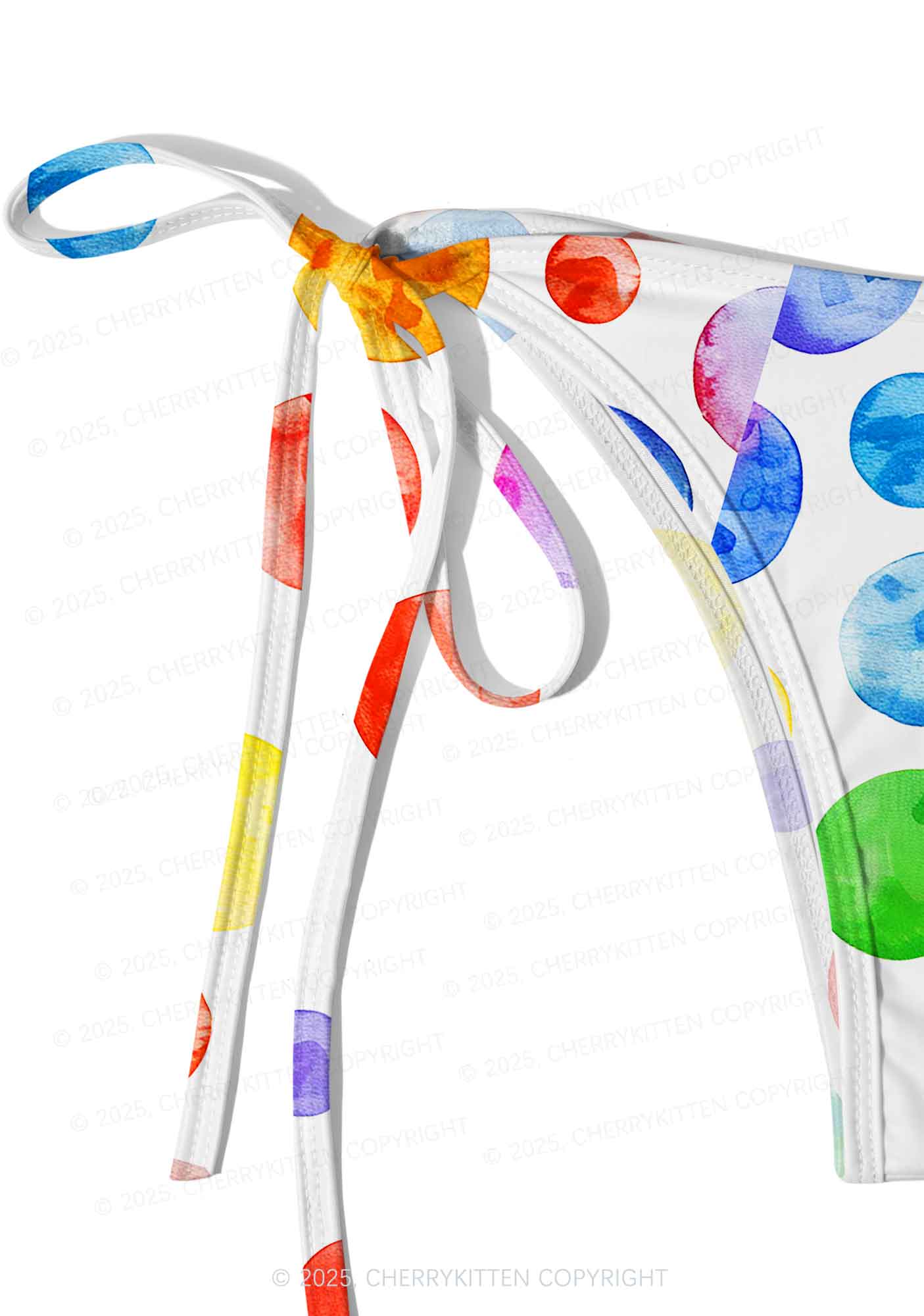 Rainbow Watercolor Dots Y2K Print Bikini Set Cherrykitten - Image 5