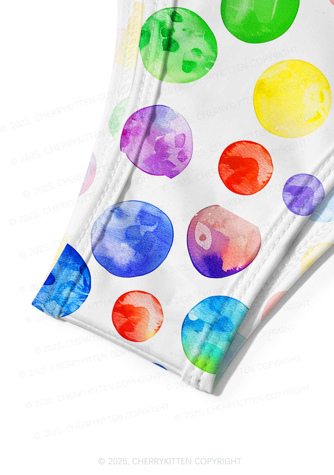 Rainbow Watercolor Dots Y2K Print Bikini Set Cherrykitten - Image 6