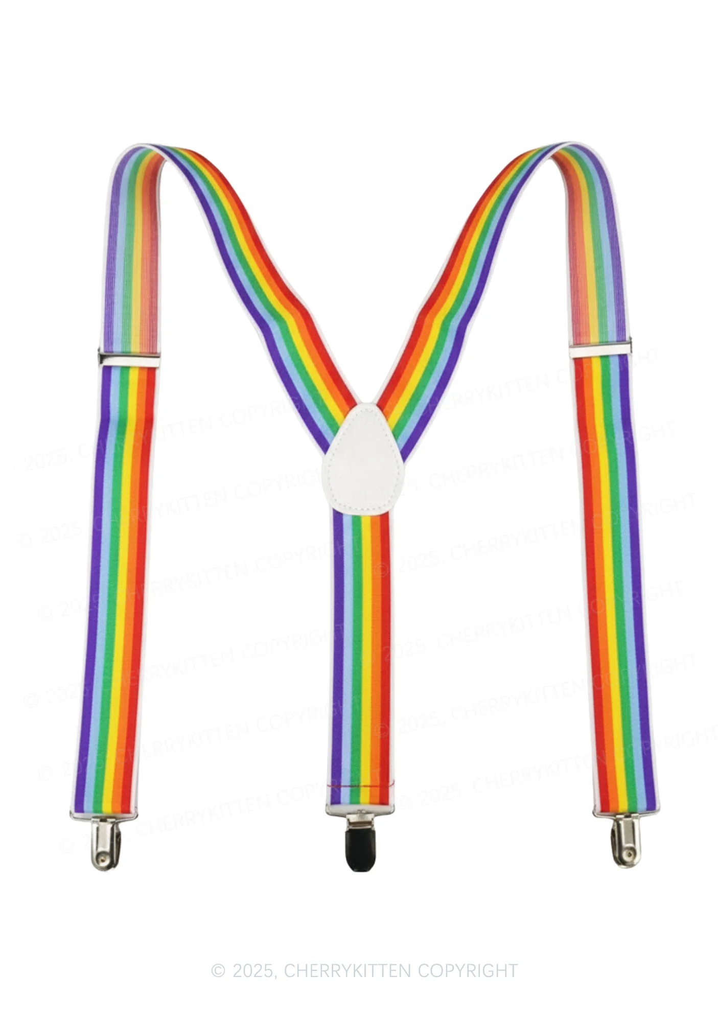 Rainbow Y Back Suspender Pride Y2K Braces Cherrykitten - Image 2