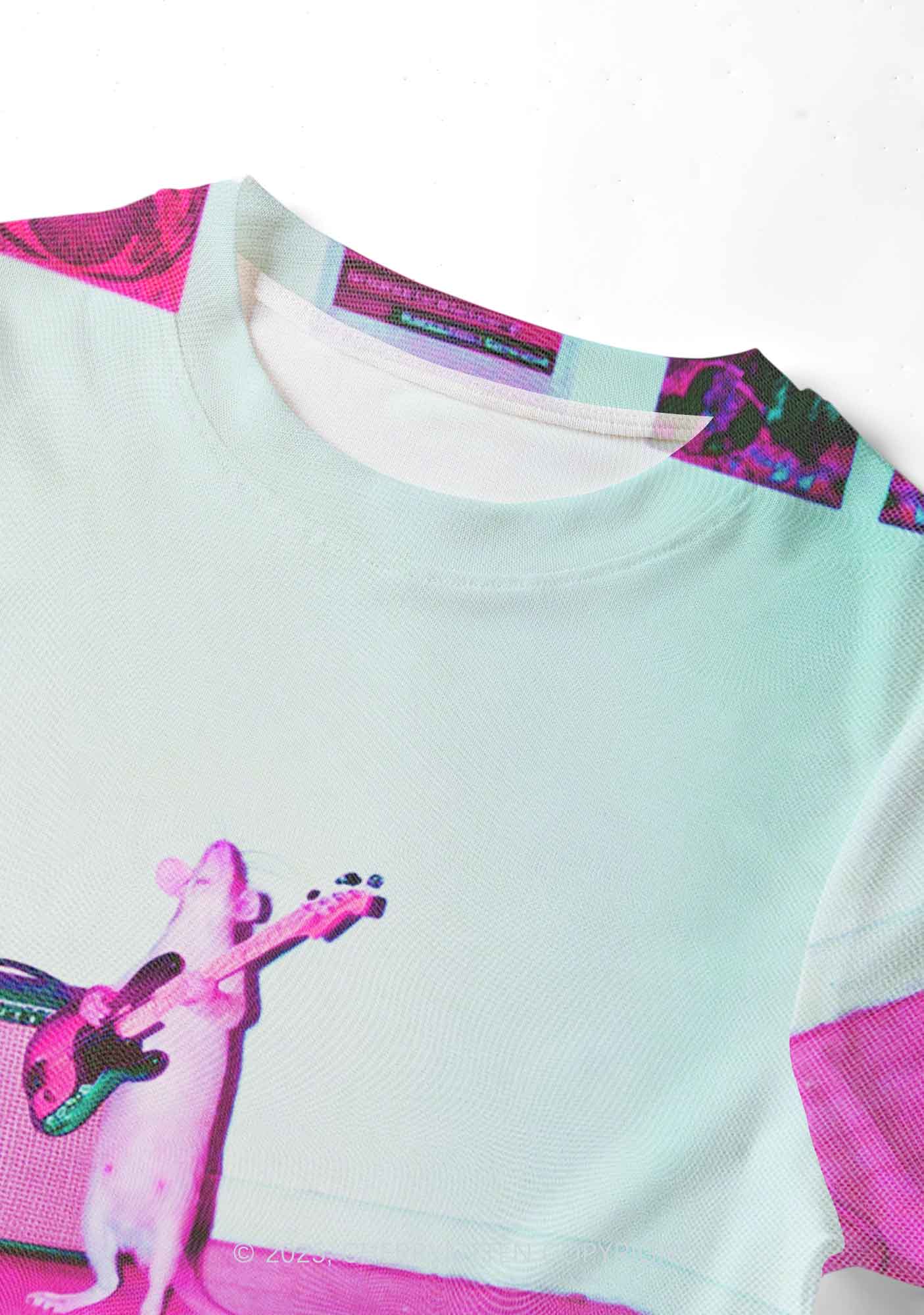 Rat Guitarist Y2K Mesh Crop Top Cherrykitten - Image 2