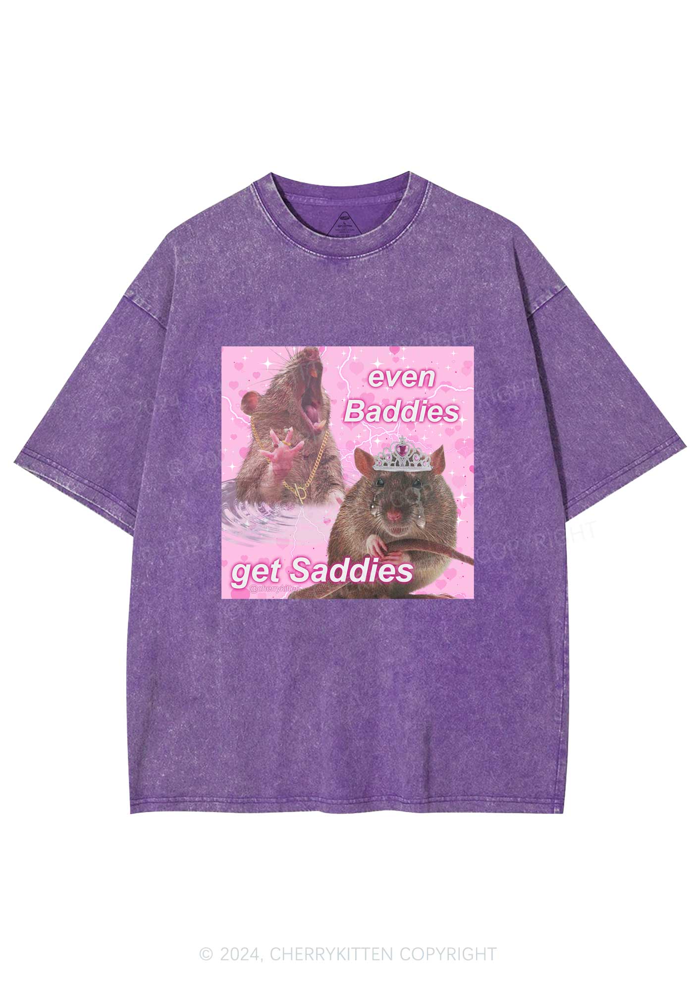 Rat Princess Get Saddies Y2K Washed Tee Cherrykitten - Image 4