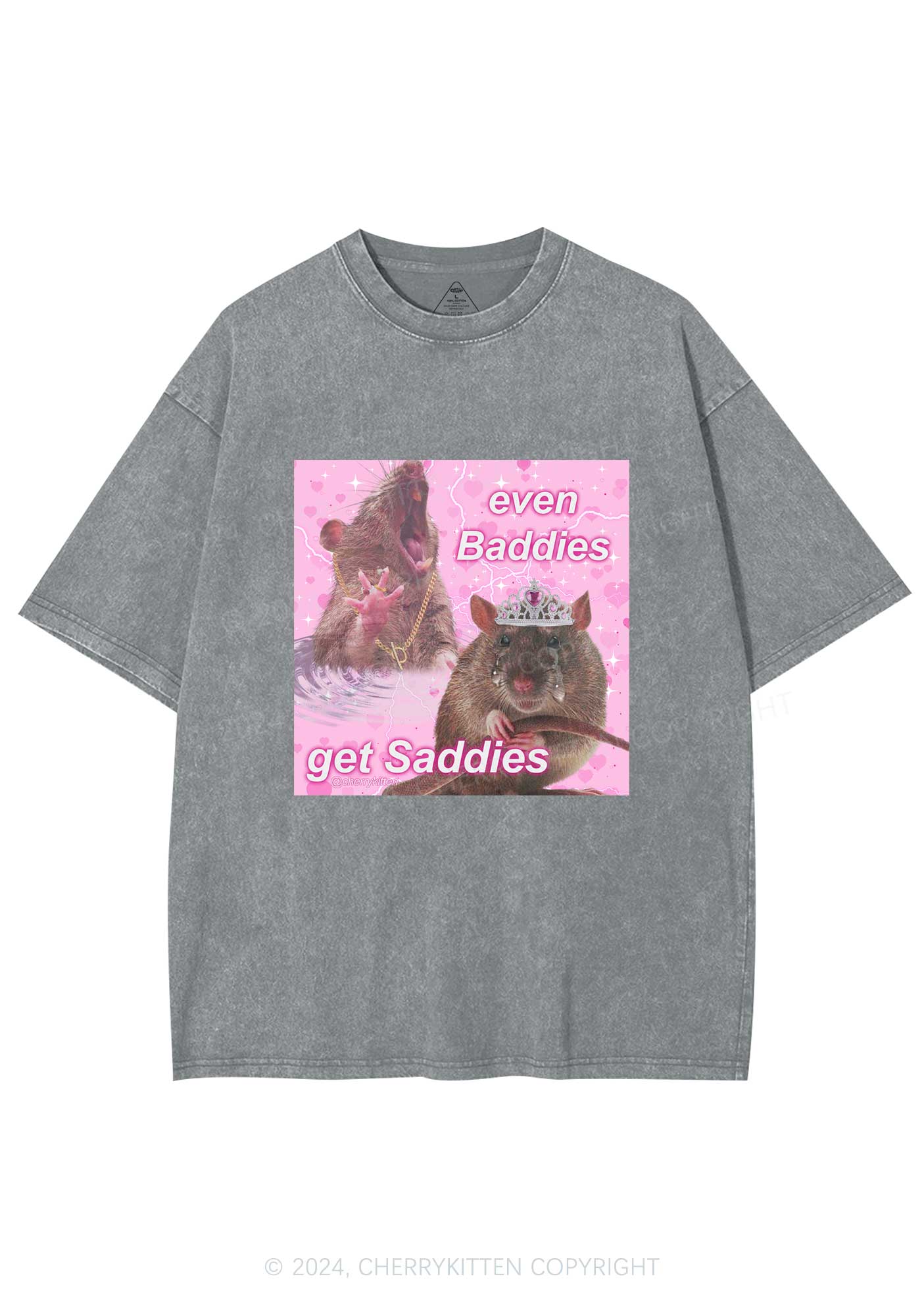 Rat Princess Get Saddies Y2K Washed Tee Cherrykitten - Image 6