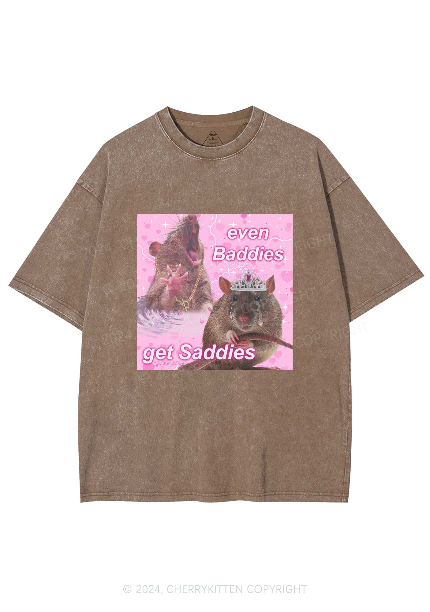 Rat Princess Get Saddies Y2K Washed Tee Cherrykitten - Image 7