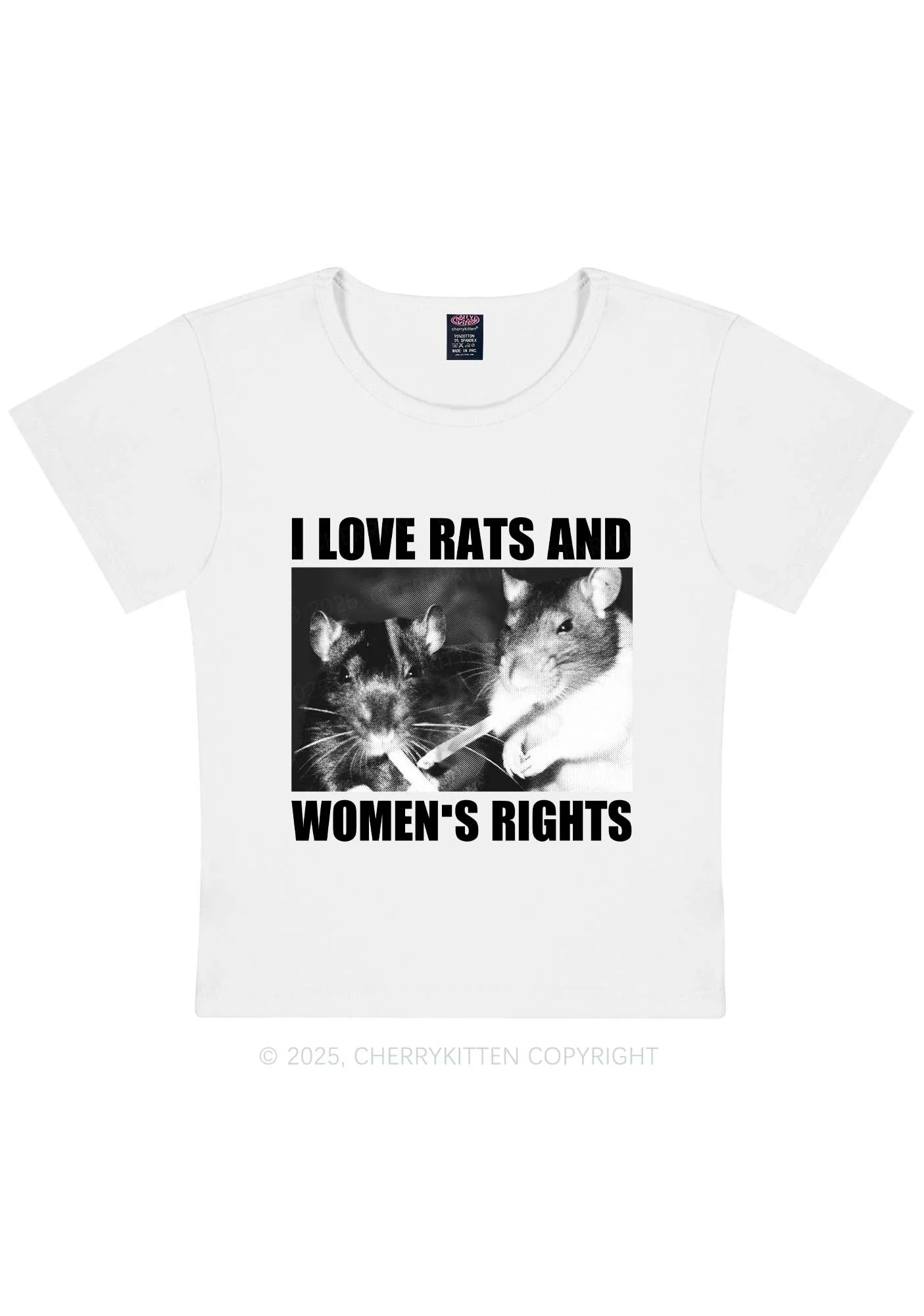 I Love Smoking Rats Y2K Baby Tee Cherrykitten - Image 4