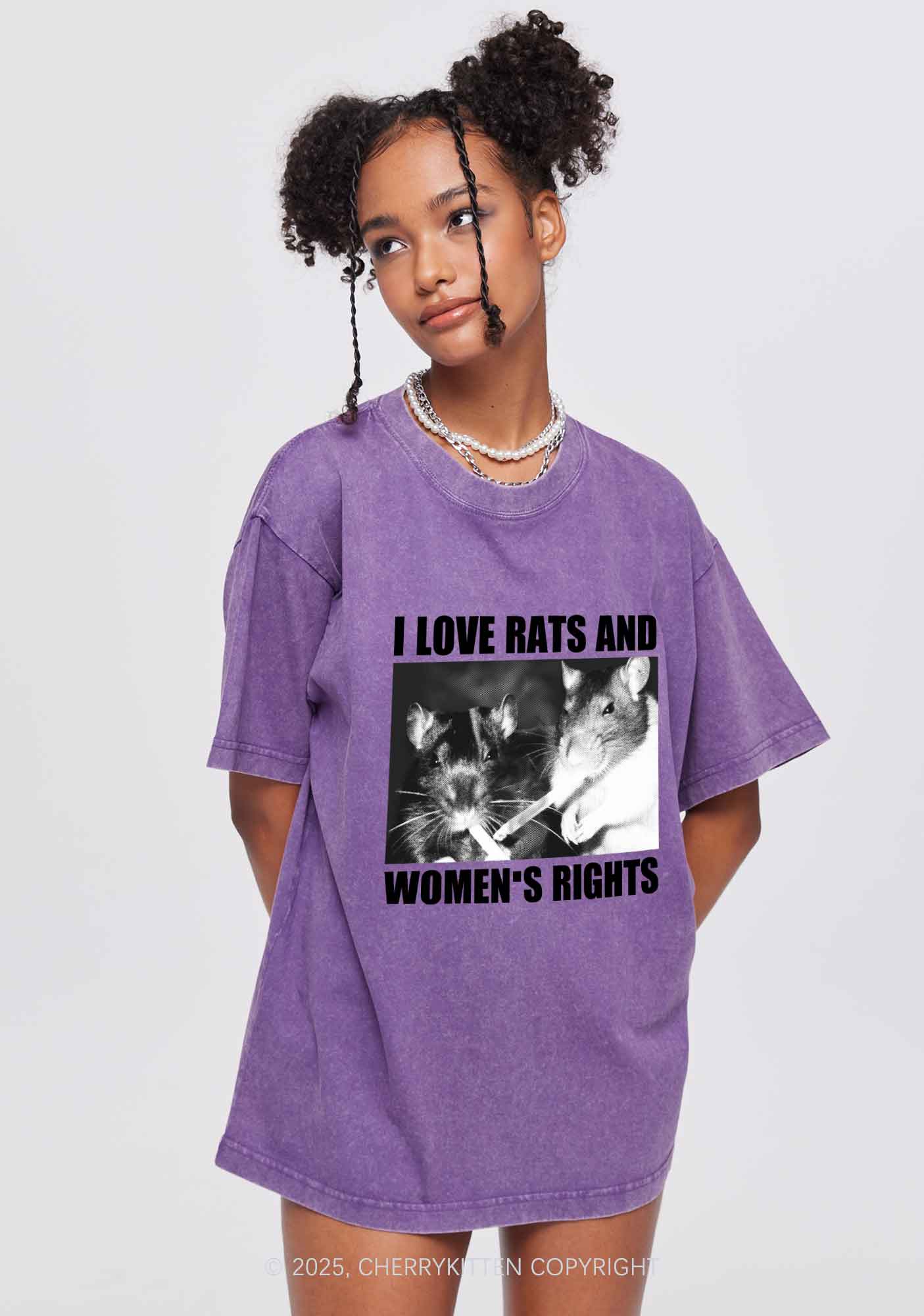 I Love Smoking Rats Y2K Shirts Washed Tee Cherrykitten - Image 2