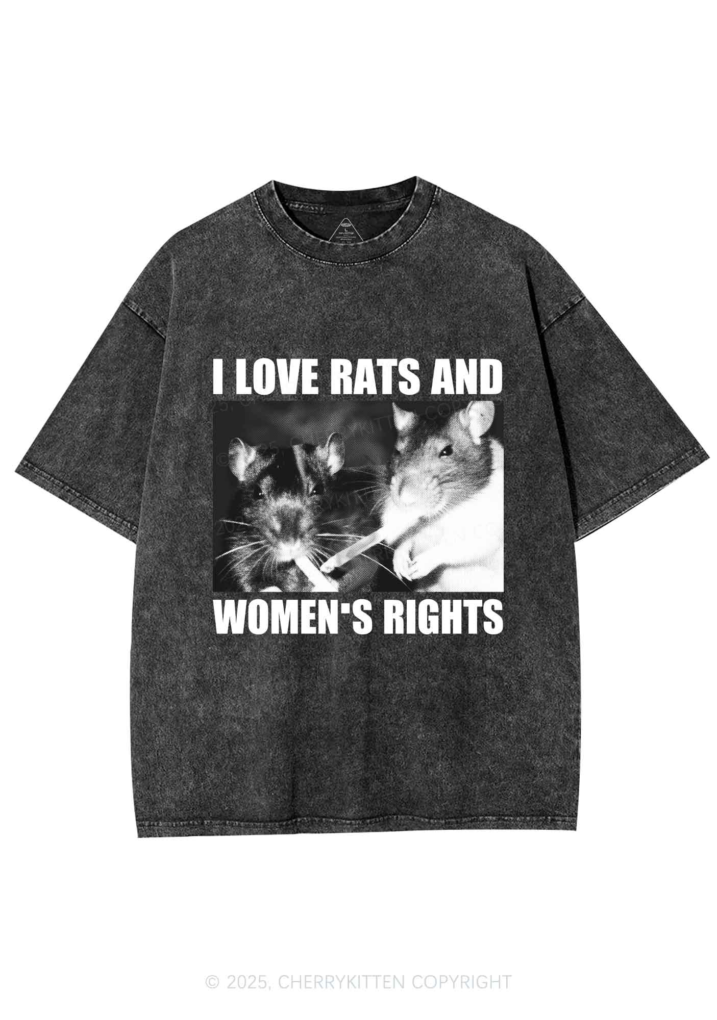 I Love Smoking Rats Y2K Shirts Washed Tee Cherrykitten - Image 3