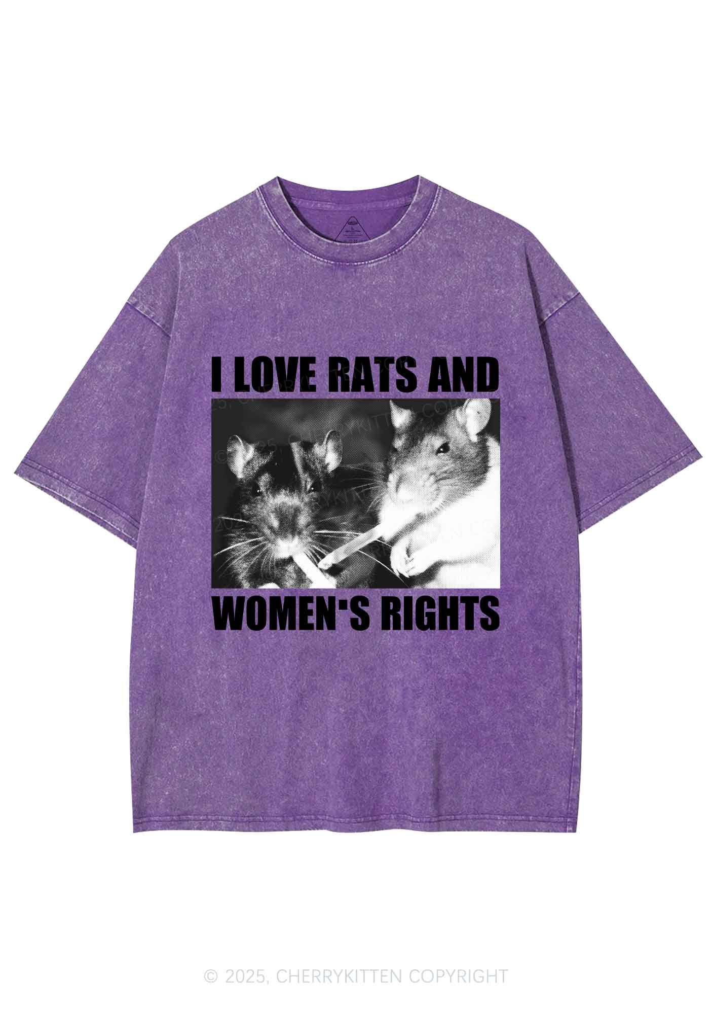 I Love Smoking Rats Y2K Shirts Washed Tee Cherrykitten - Image 5