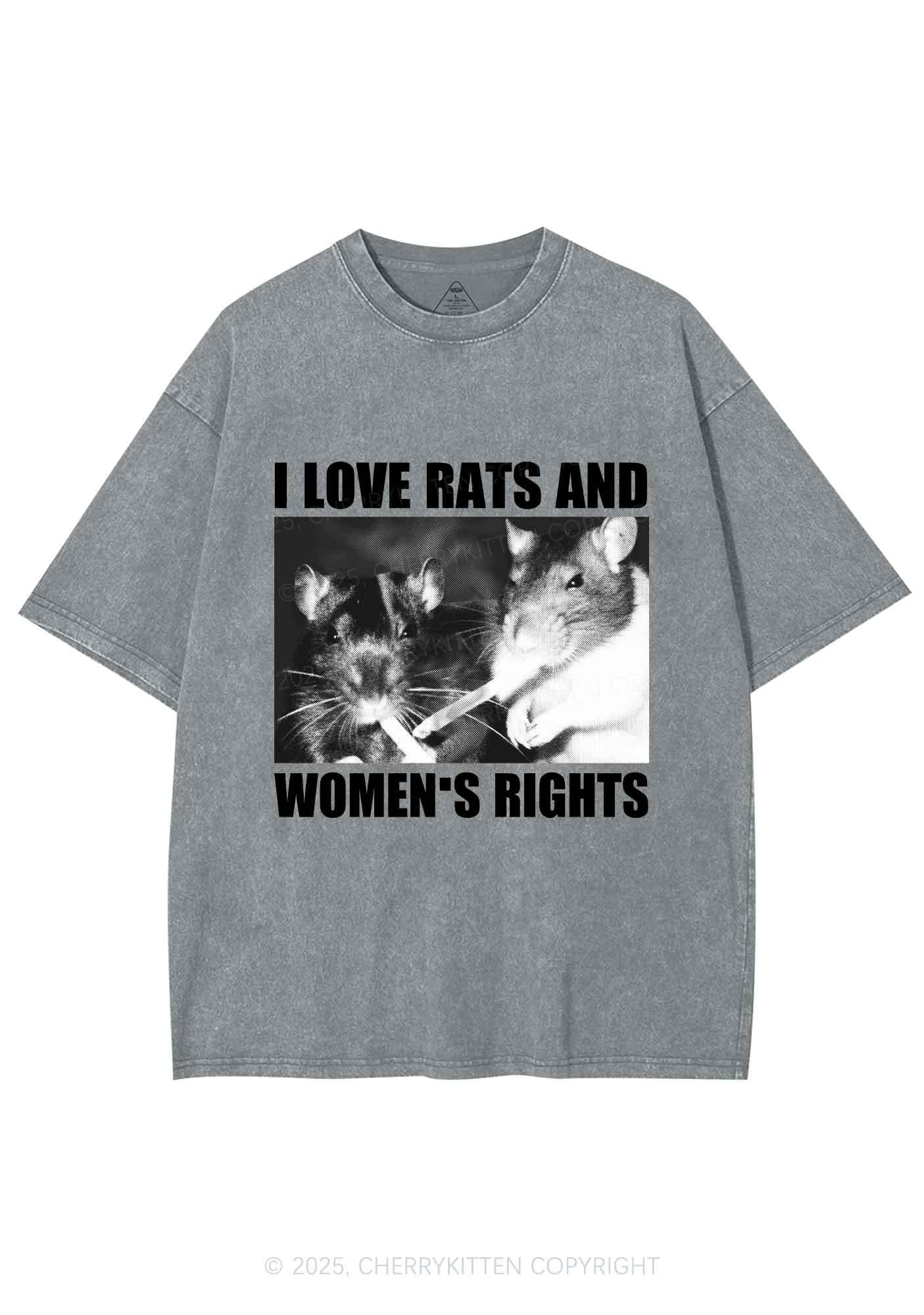 I Love Smoking Rats Y2K Shirts Washed Tee Cherrykitten - Image 6