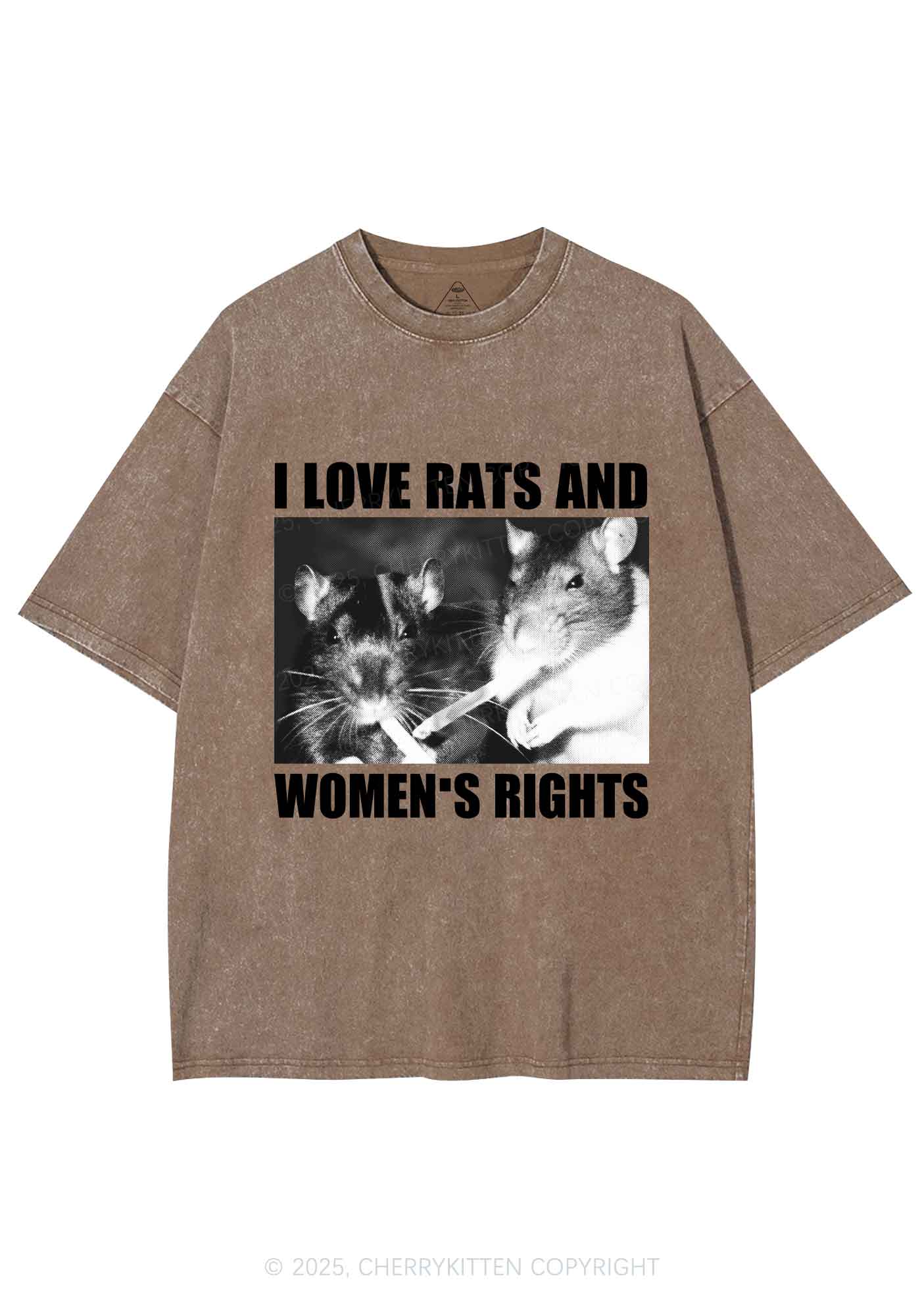 I Love Smoking Rats Y2K Shirts Washed Tee Cherrykitten - Image 7