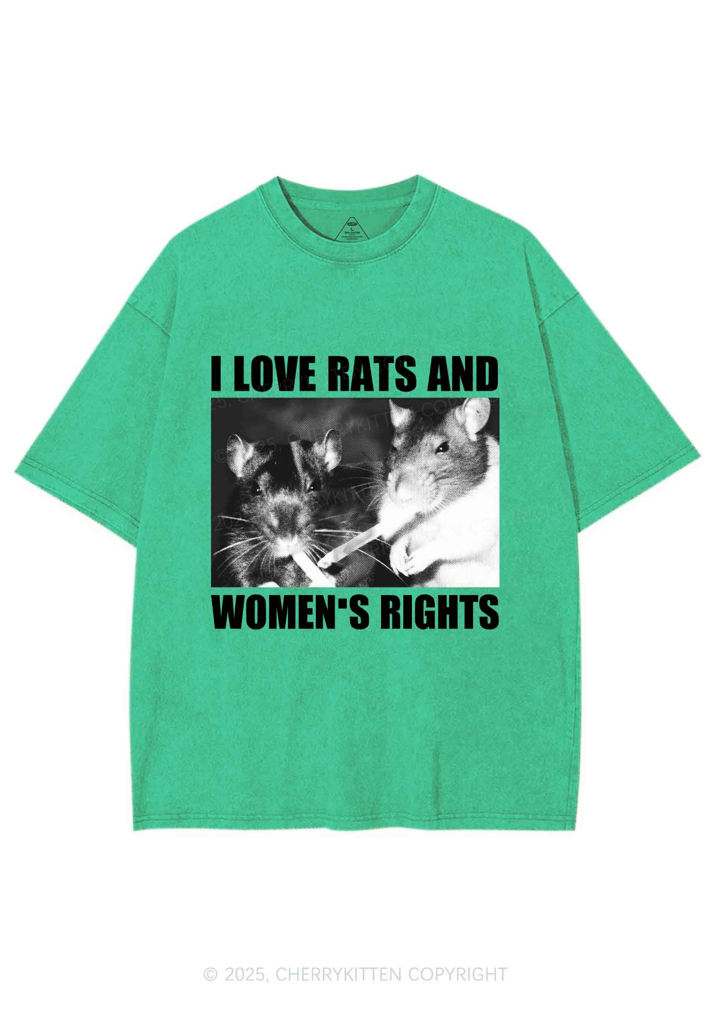 I Love Smoking Rats Y2K Shirts Washed Tee Cherrykitten - Image 8