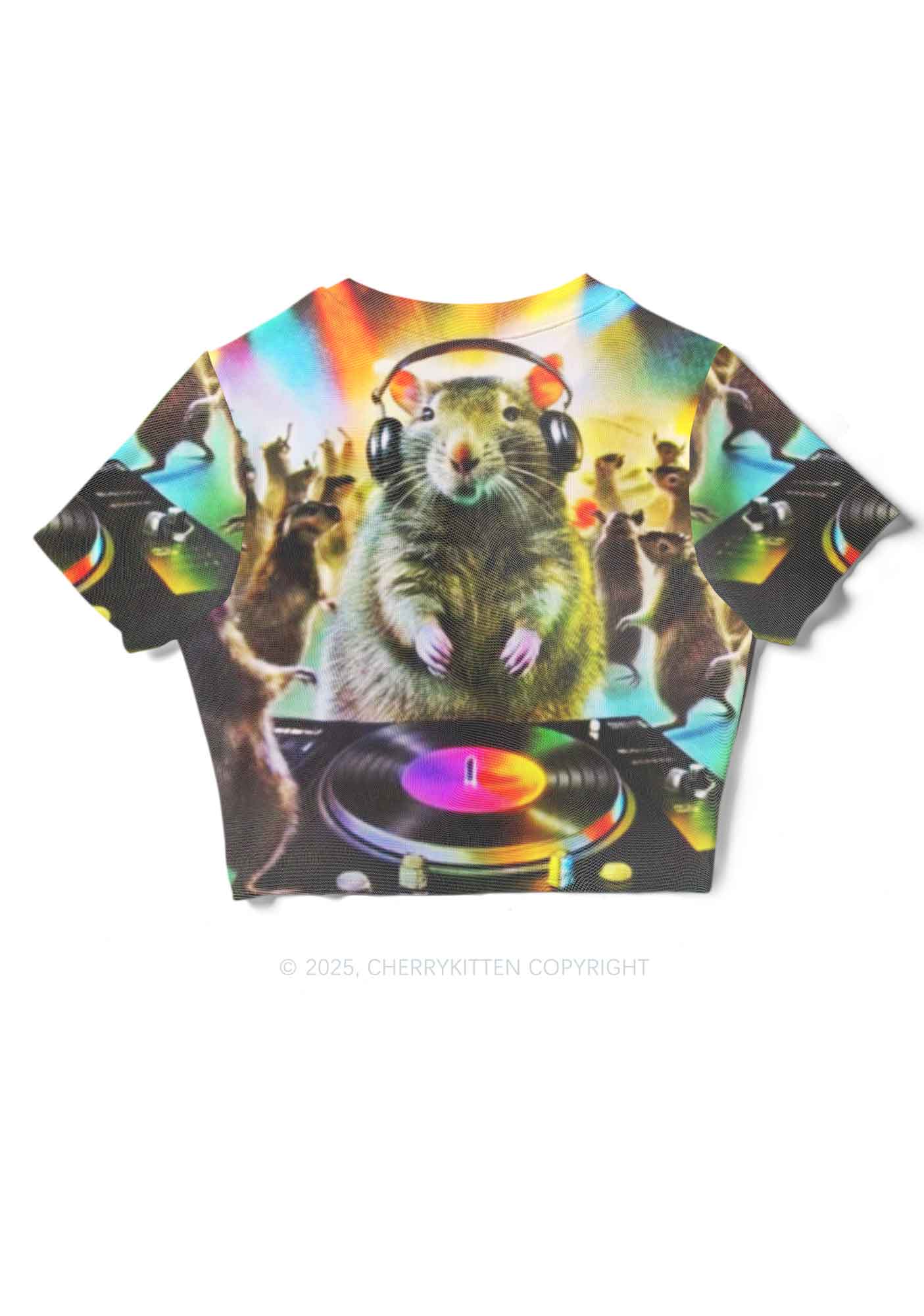 Rats Party Y2K Mesh Crop Top Cherrykitten - Image 2