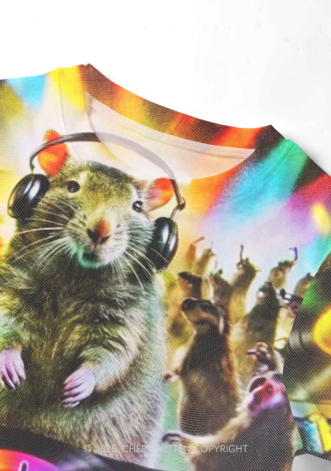 Rats Party Y2K Mesh Crop Top Cherrykitten - Image 4