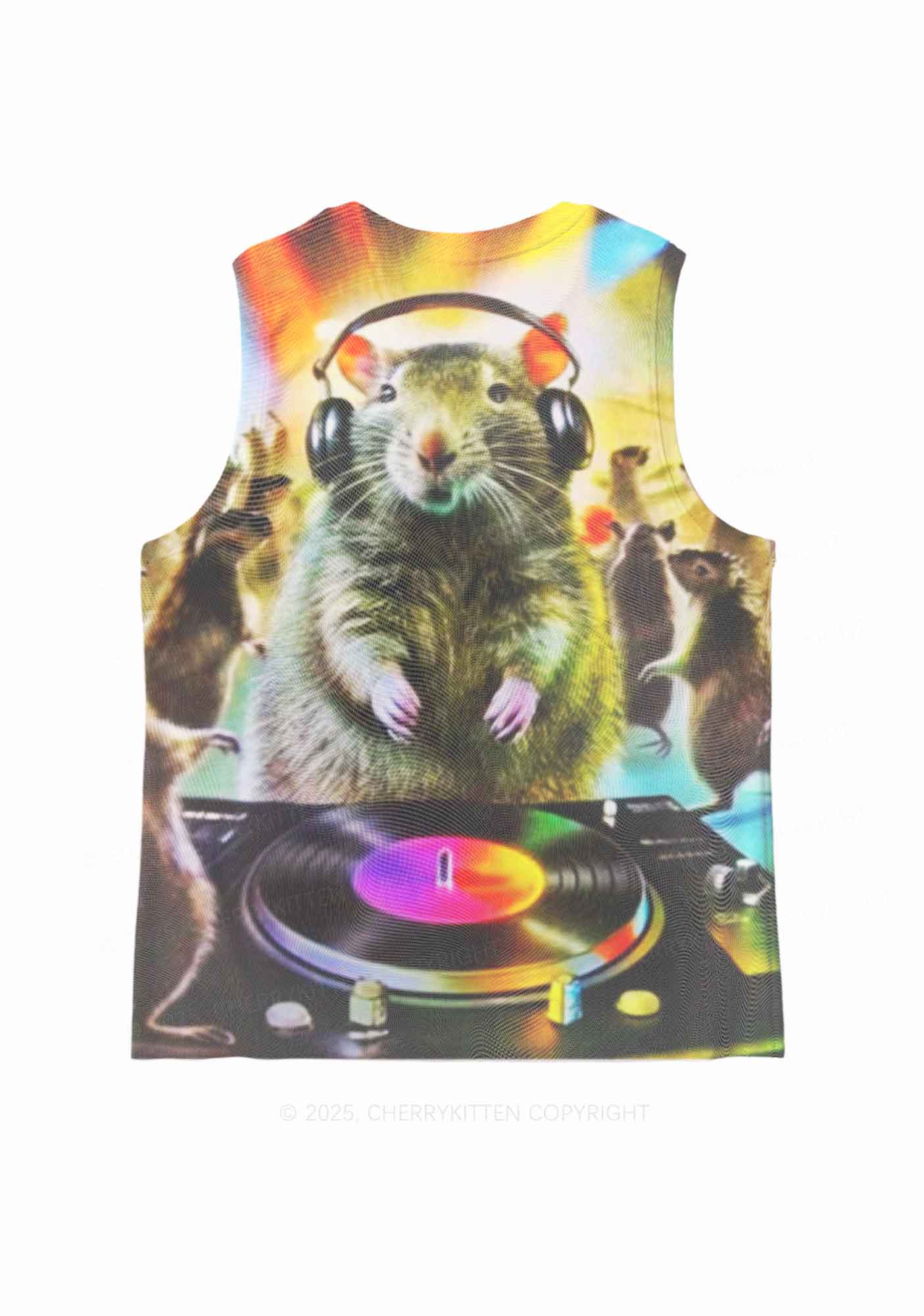 Rats Party Y2K Mesh Muscle Tank Cherrykitten - Image 2